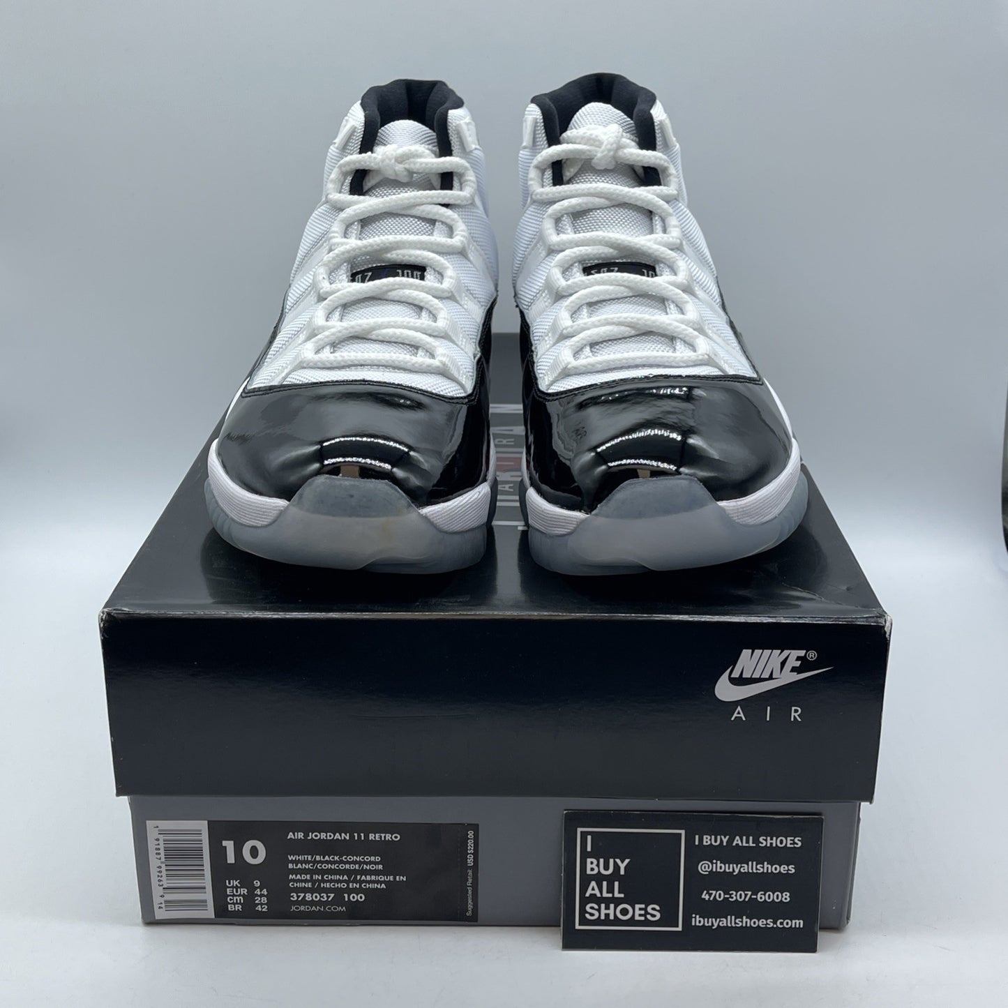 Size 10 - Jordan 11 Retro High Concord White Black Suede Leather (378037-100)