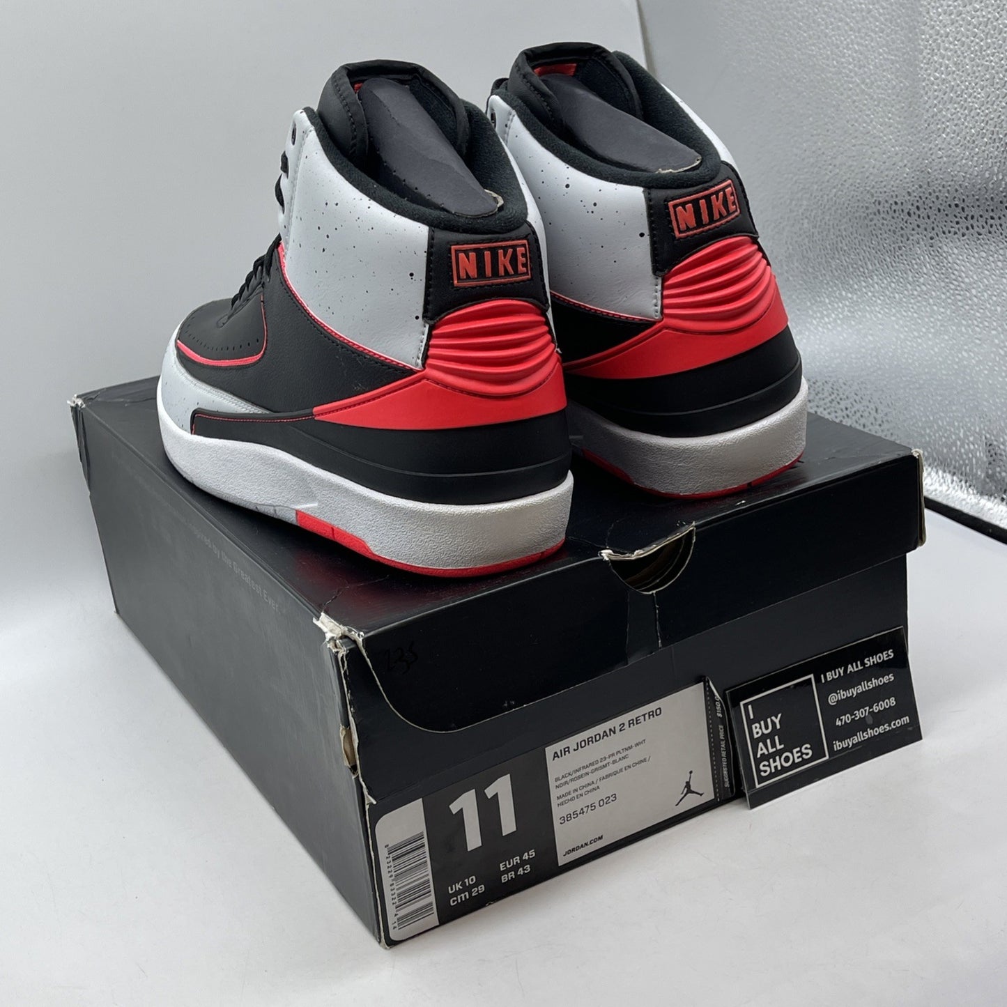 Size 11 - Air Jordan 2 Retro Infrared 23 Black Grey Leather (385475-023)