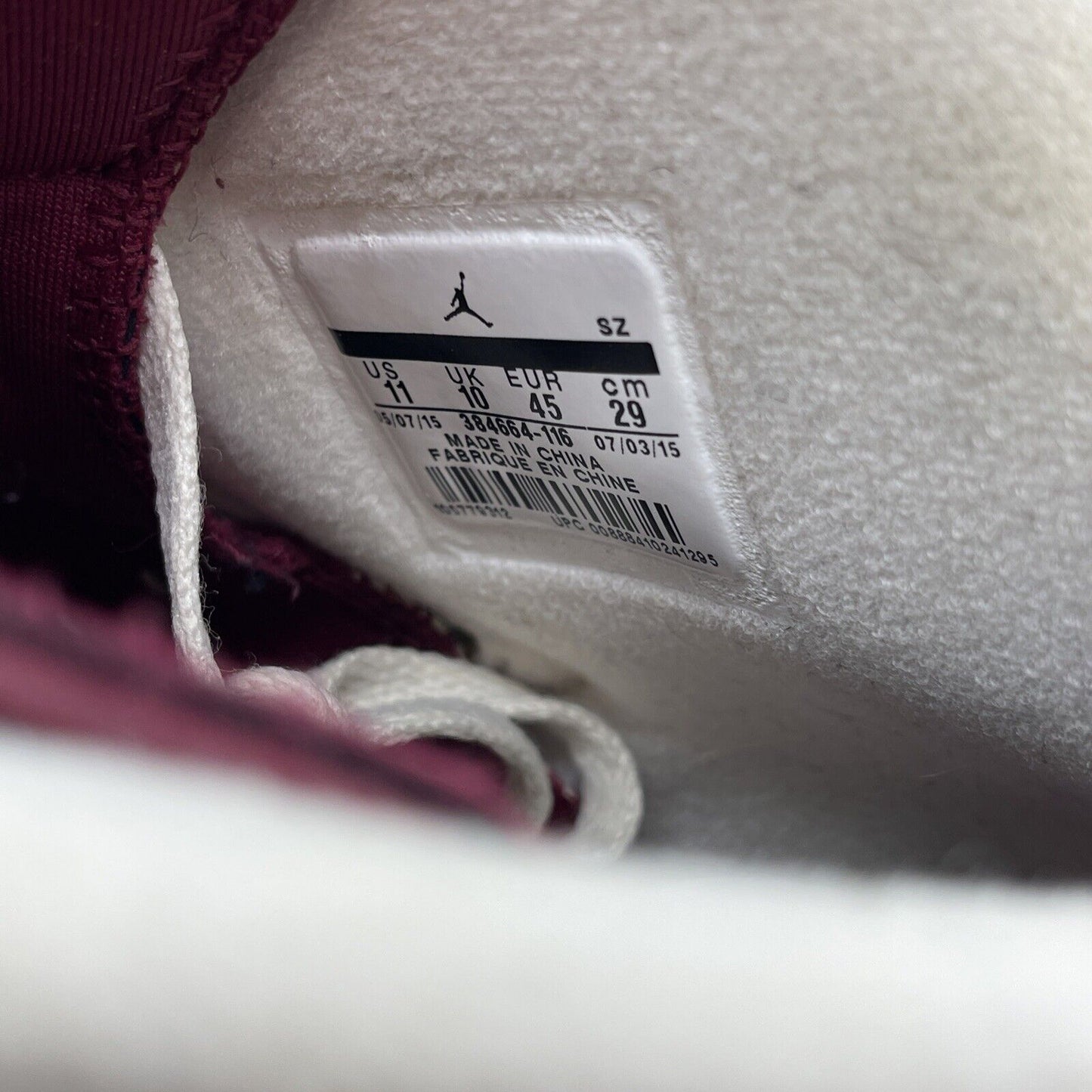 Size 11 - Air Jordan 6 Retro 2015 Maroon Tan White Leather (384664-116)