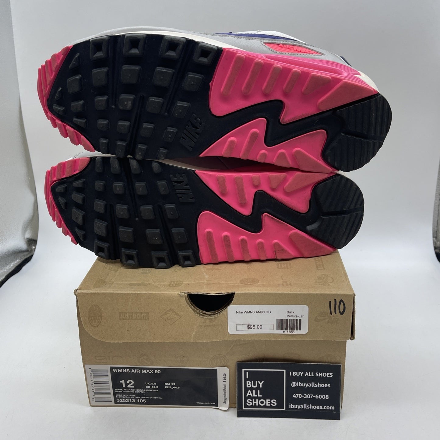 Size 12W - Nike Air Max 90 Laser Pink (325213-105)