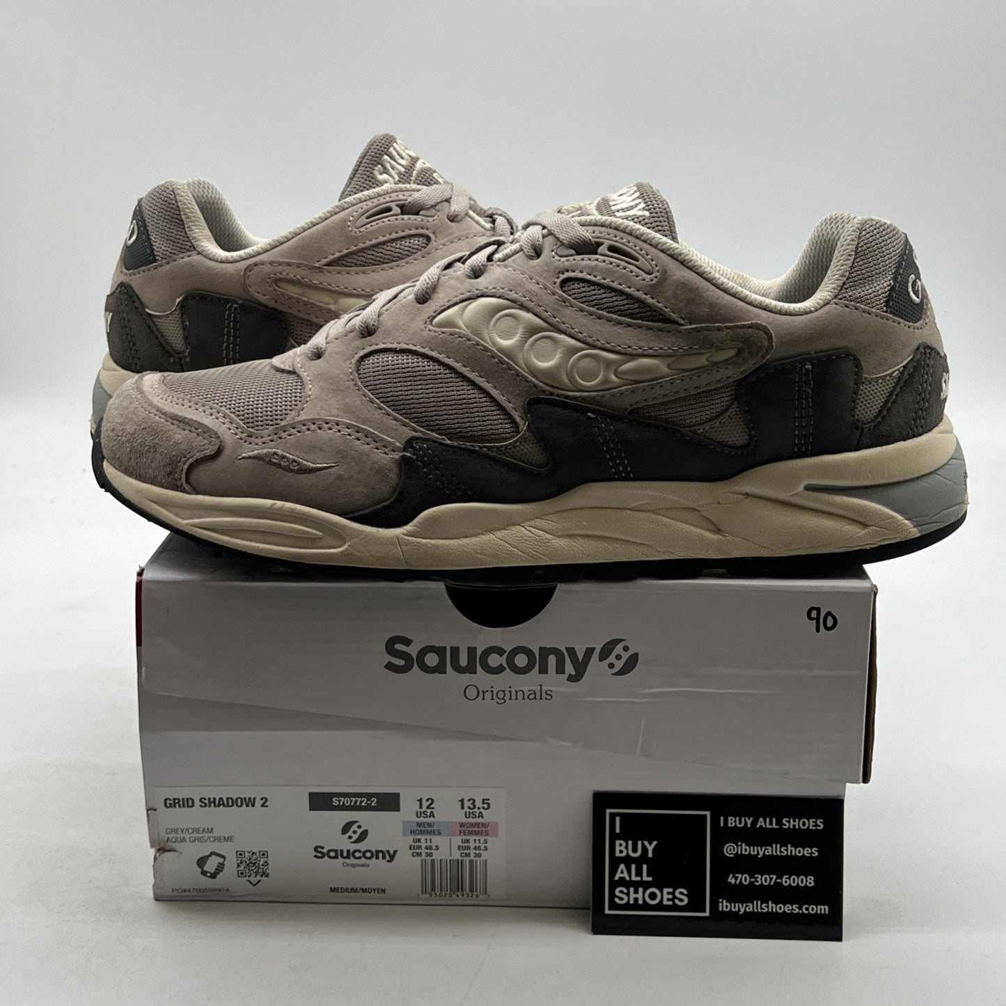 Size 12 - Saucony Grid Shadow 2 Grey Cream (S70772-2)