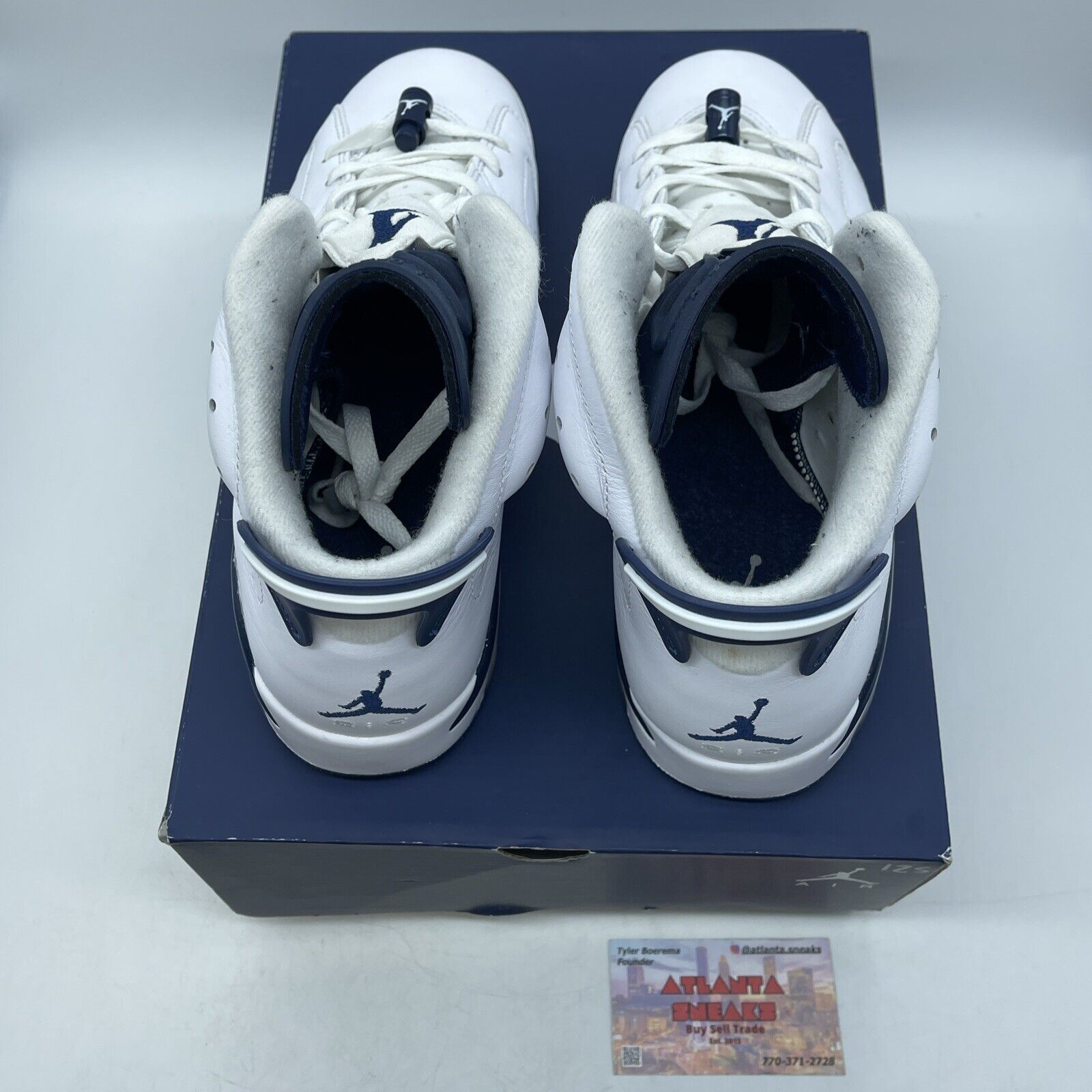 Size 8.5 - Jordan 6 Retro Midnight Navy White Leather (CT8529-141)