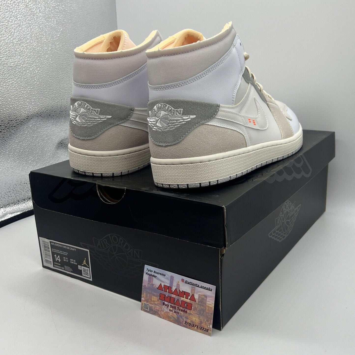 Size 14 - Jordan 1 Mid SE Craft White 2022 Brand New Og All