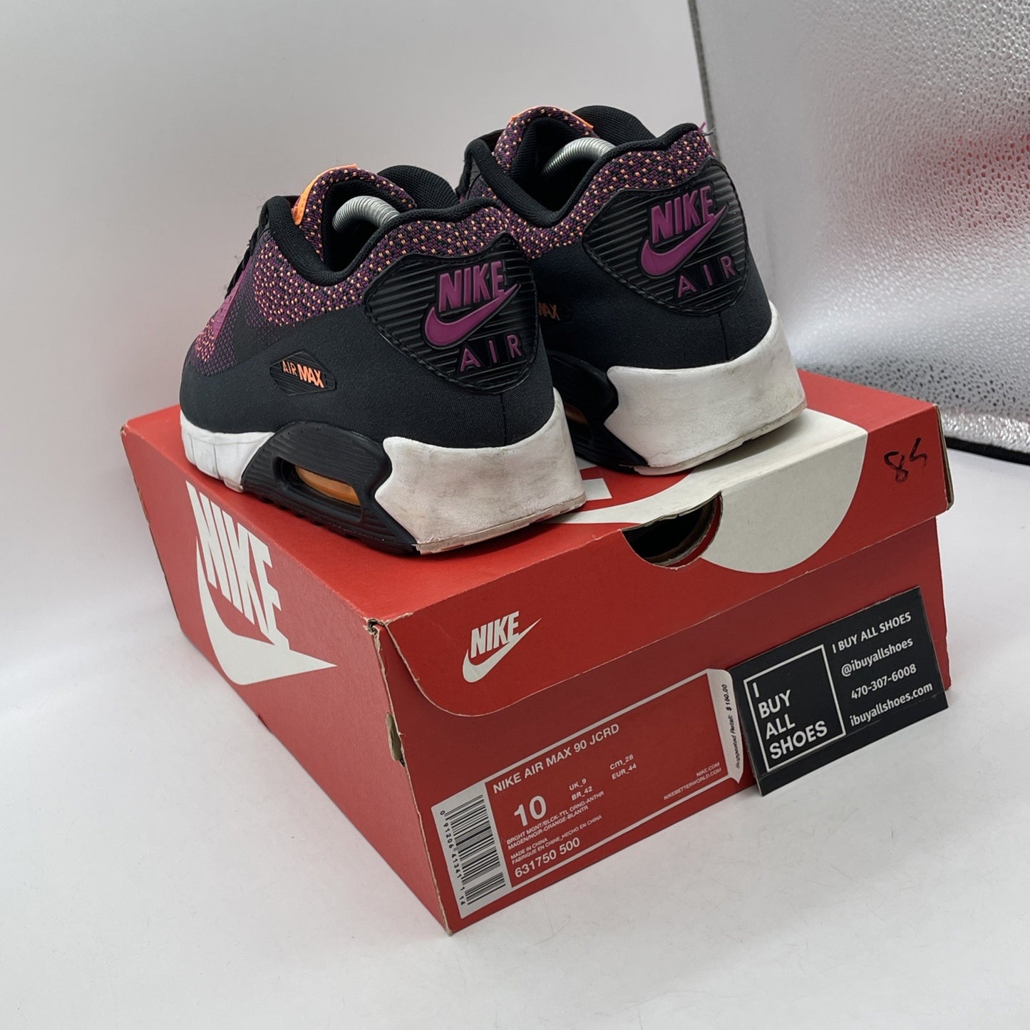 Size 10 - Nike Air Max 90 Jacquard Black Purple Orange Suede (631750-500)