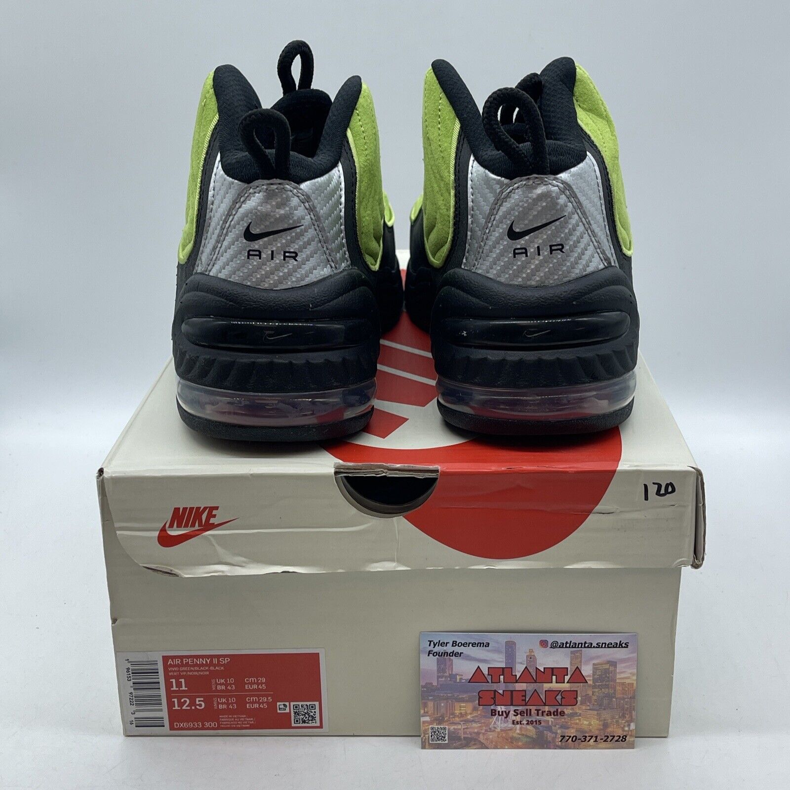 Size 11 - Nike Stussy x Air Penny 2 Vivid Green Black Suede Leather (DX6933-300)