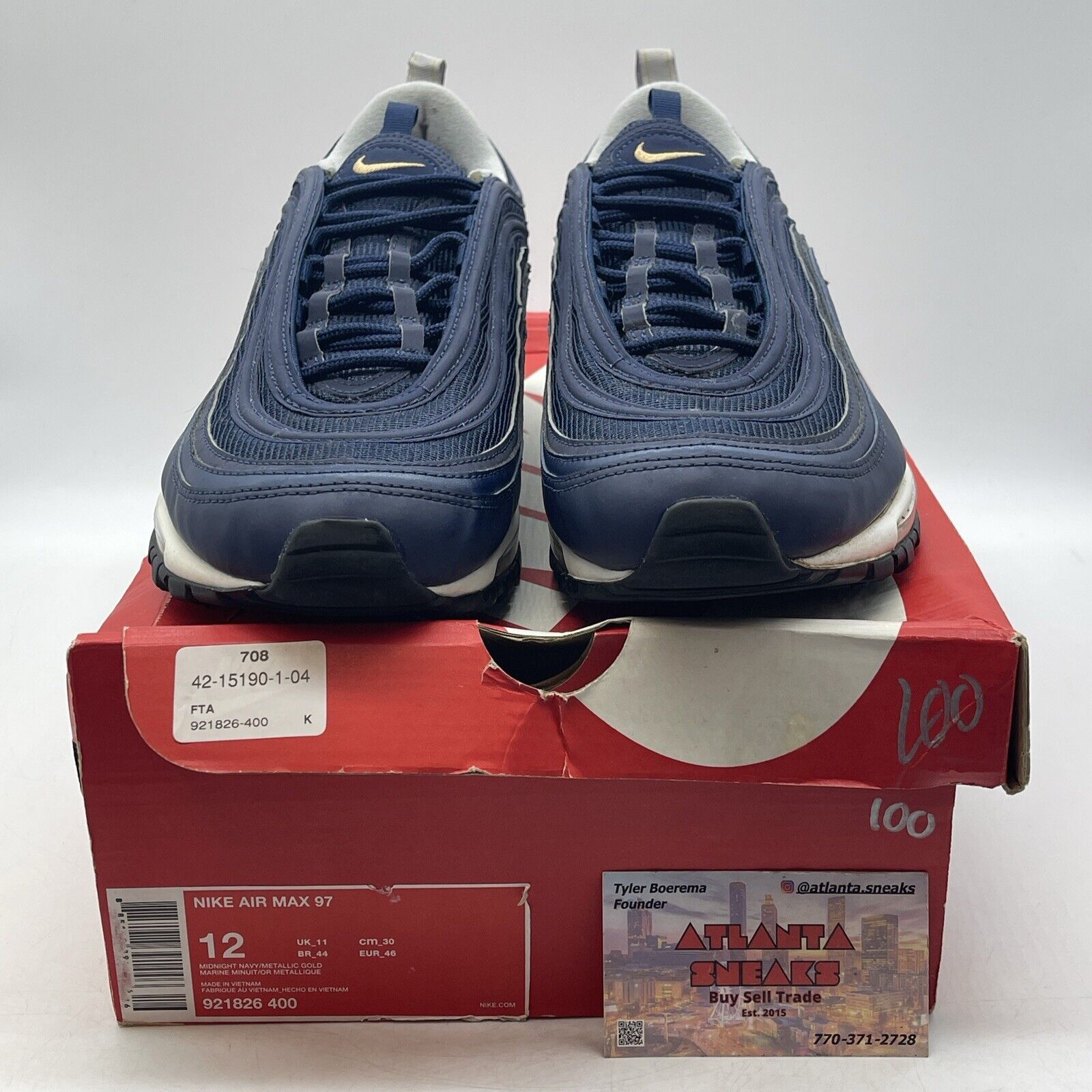 Size 12 - Nike Air Max 97 Midnight Run Navy White Gold (921826-400)