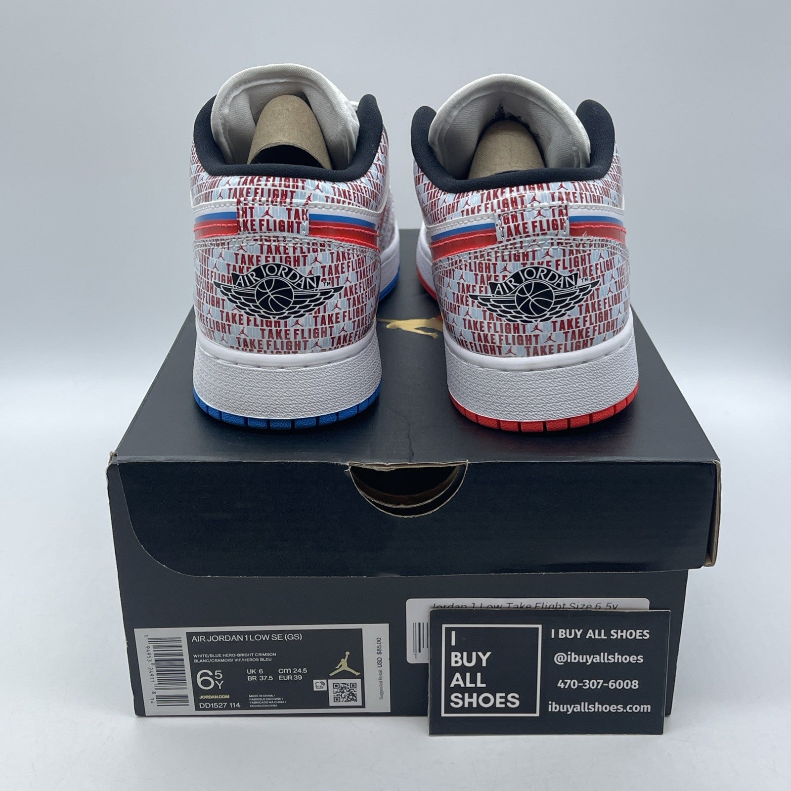Size 6.5Y (GS) - Jordan 1 SE Mid Take Flight White Leather (DD1527-114)
