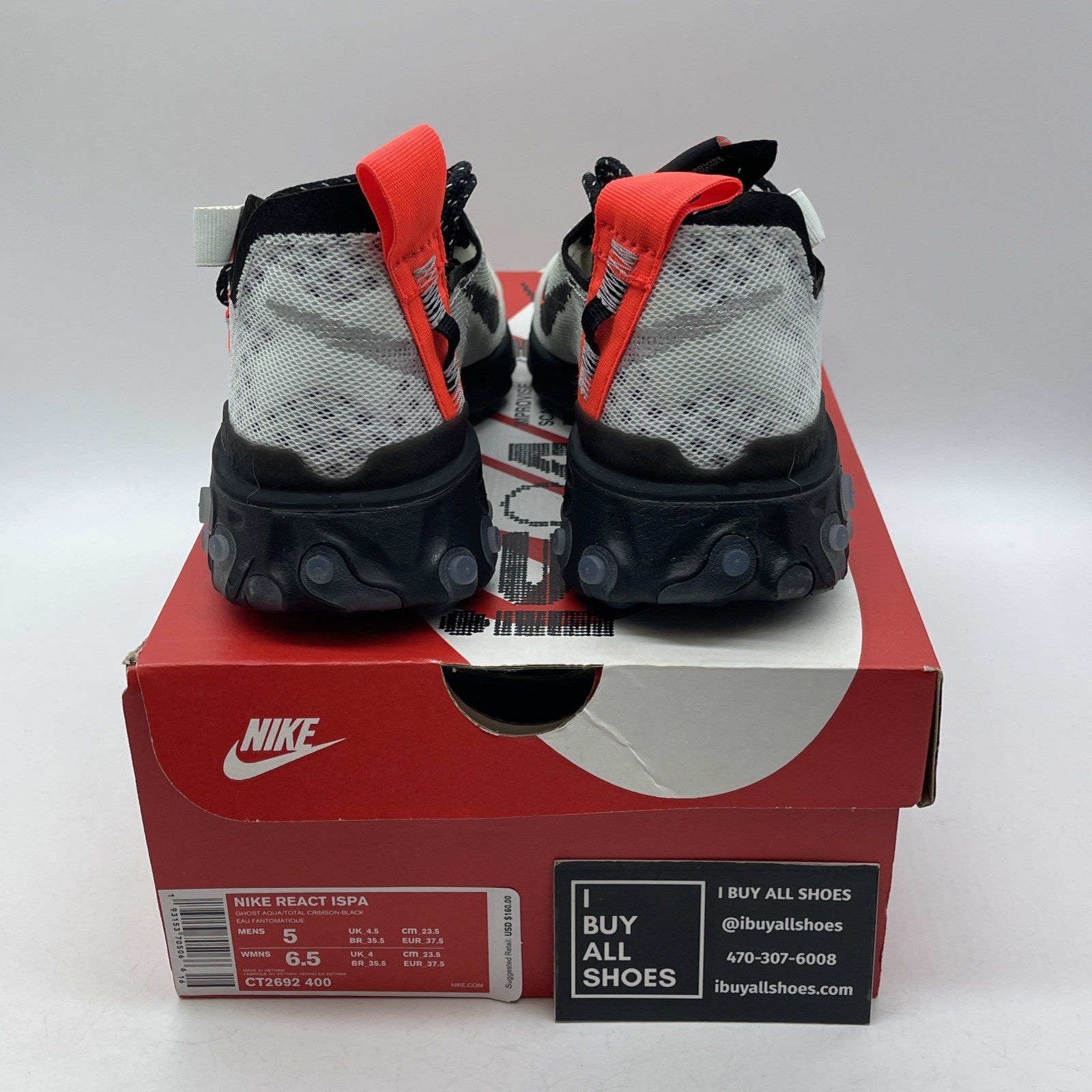 Size 5 - Nike React WR ISPA Ghost Aqua Black Grey Suede Leather (CT2692-400)