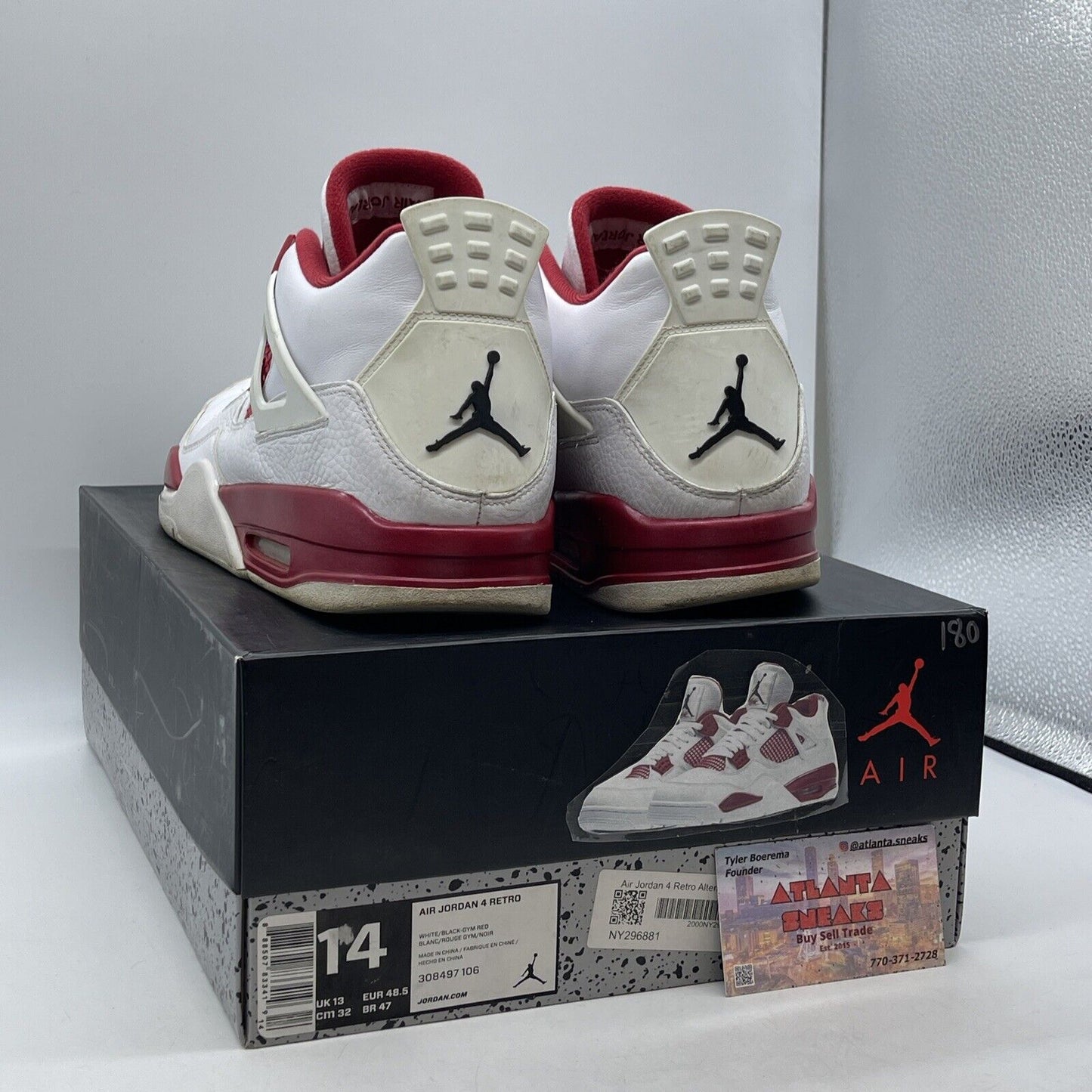 Size 14 - Jordan 4 Retro alternate 89 2016 White Red Leather (308497-106)