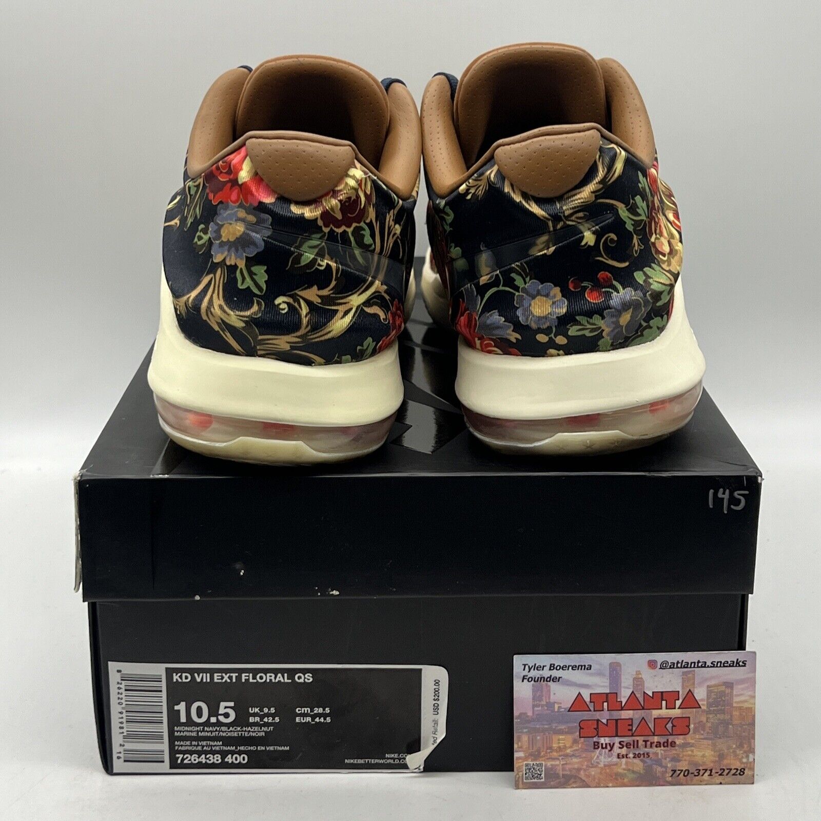 Size 10.5 - Nike KD 7 EXT QS Floral Navy Brown White (726438-400)