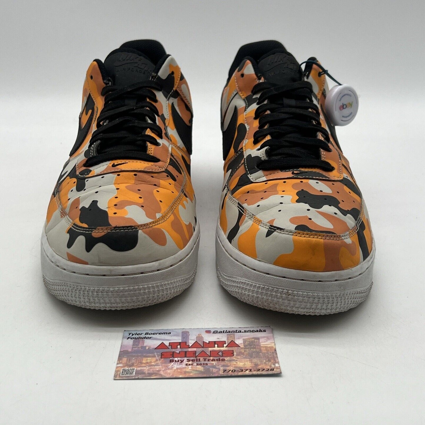 Size 14 - Nike Air Force 1 07 LV8 Orange Camo Black White Leather (823511-800)