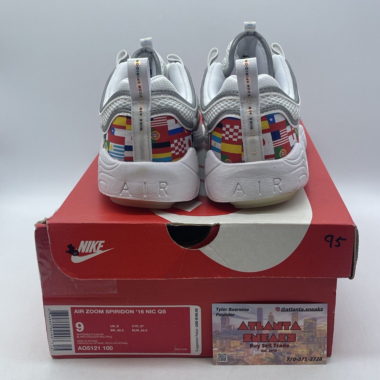 Size 9 - Nike Air Zoom Spiridon International Flag White Grey Suede (AO5121-100)