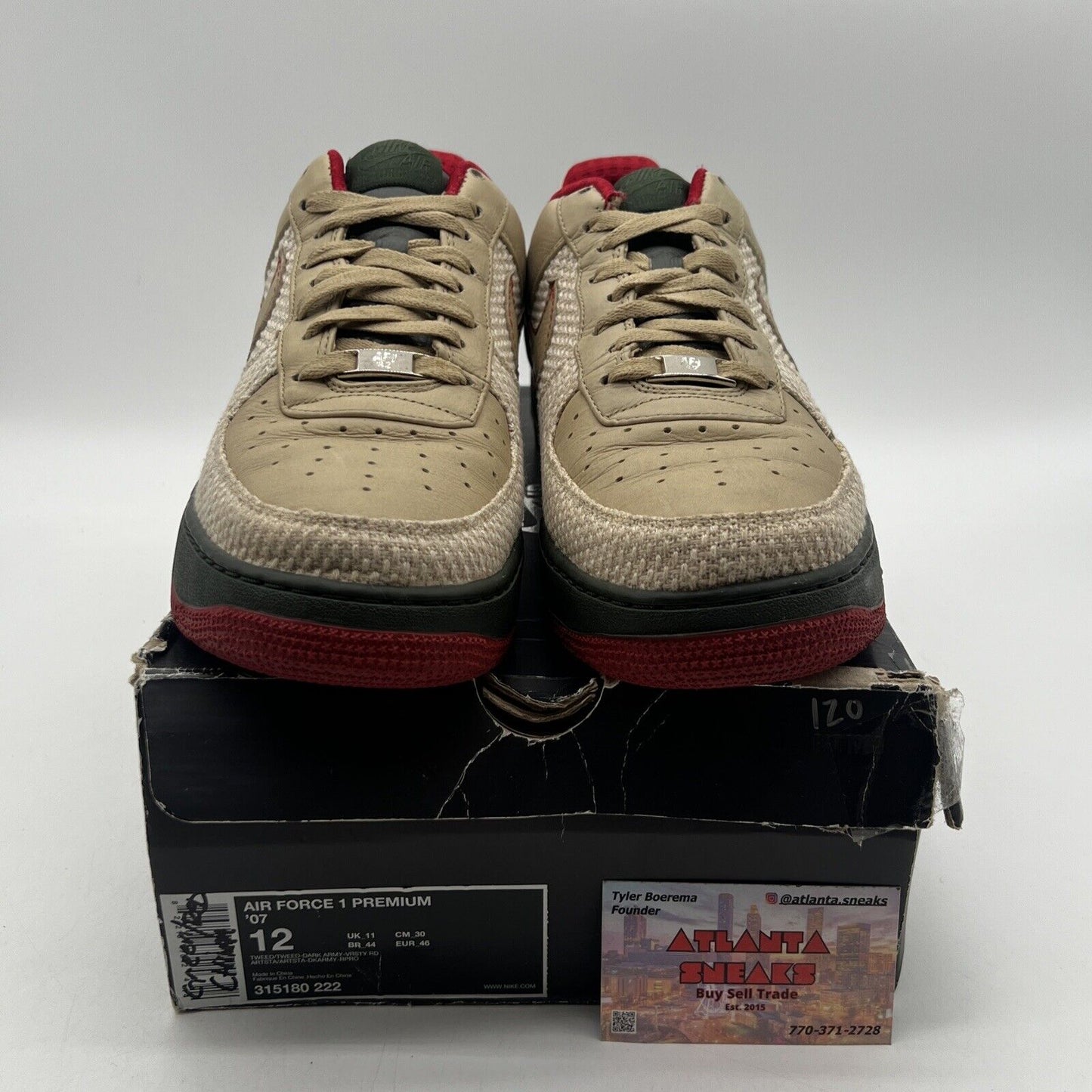 Size 12 - Nike Air Force 1 Premium China Tan Red Black (315180-222)