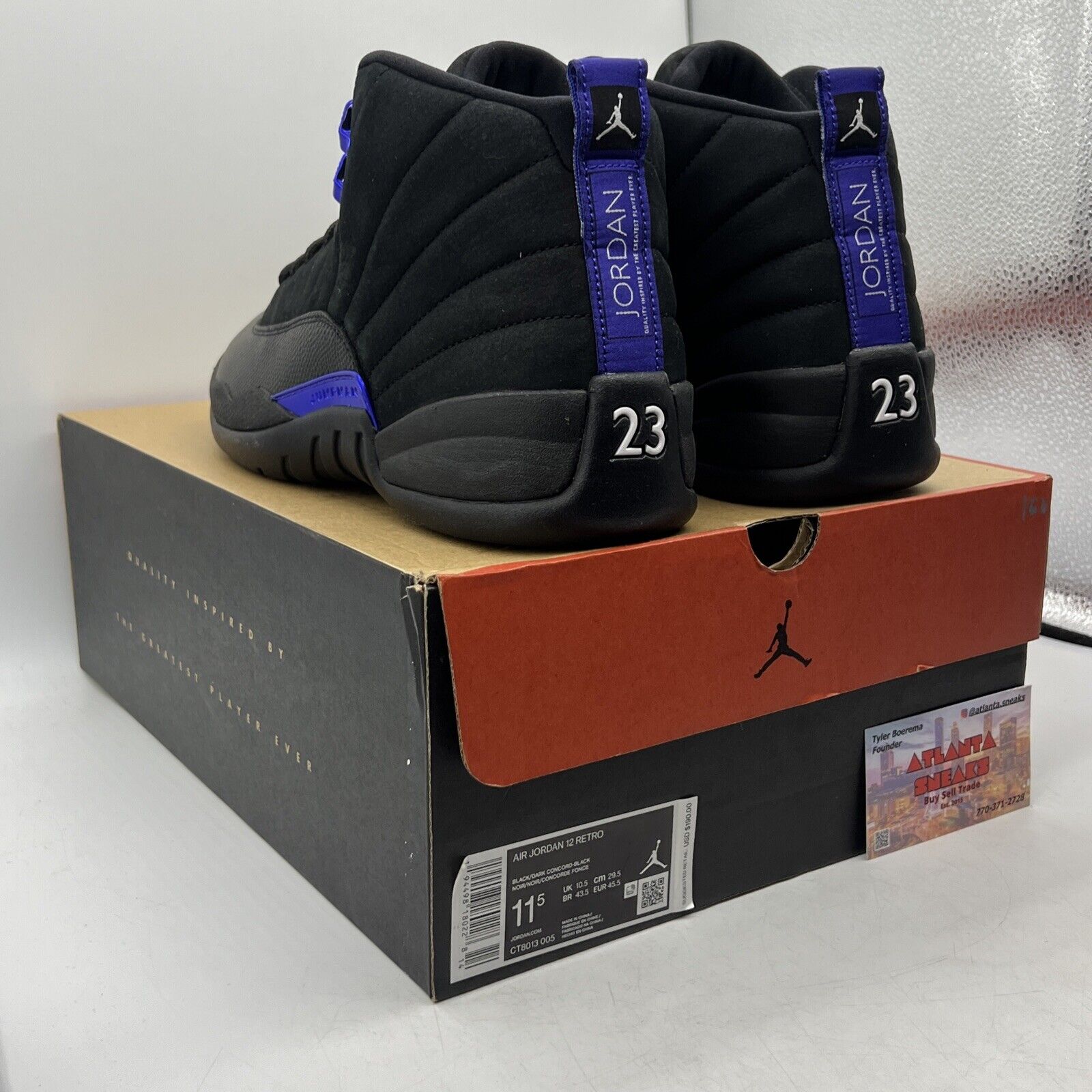 Size 11.5 - Air Jordan 12 Retro Dark Concord Black Suede Purple (CT8013-005)