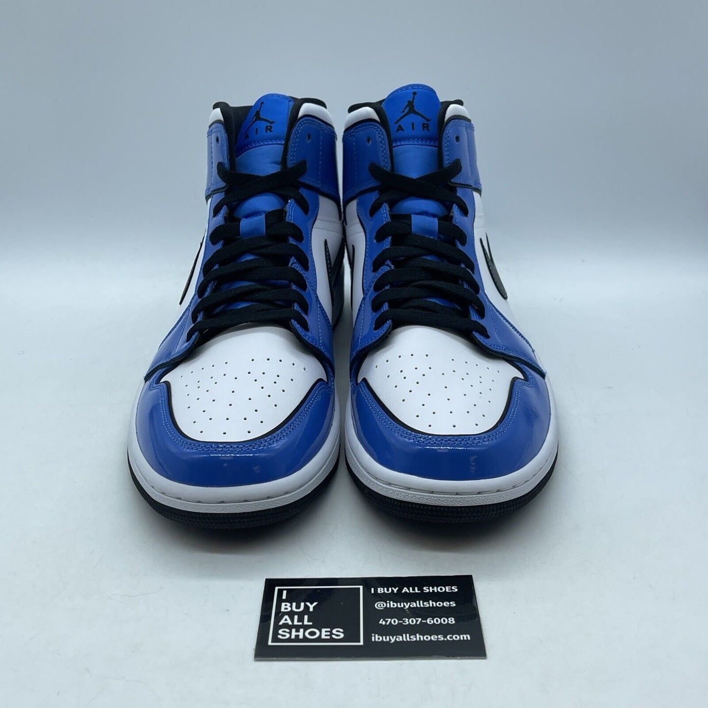 Size 12 - Air Jordan 1 SE Mid Signal Blue White Black Leather (DD6834-402)