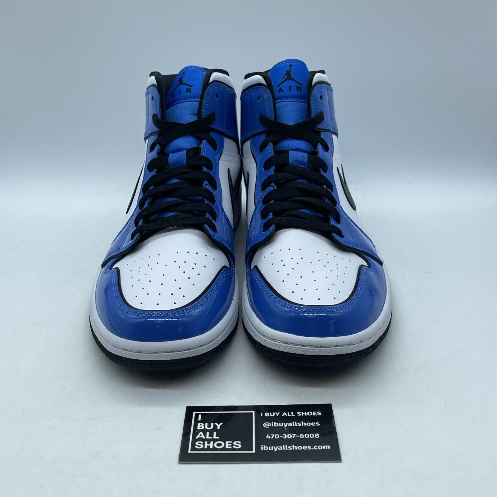 Size 12 - Air Jordan 1 SE Mid Signal Blue White Black Leather (DD6834-402)