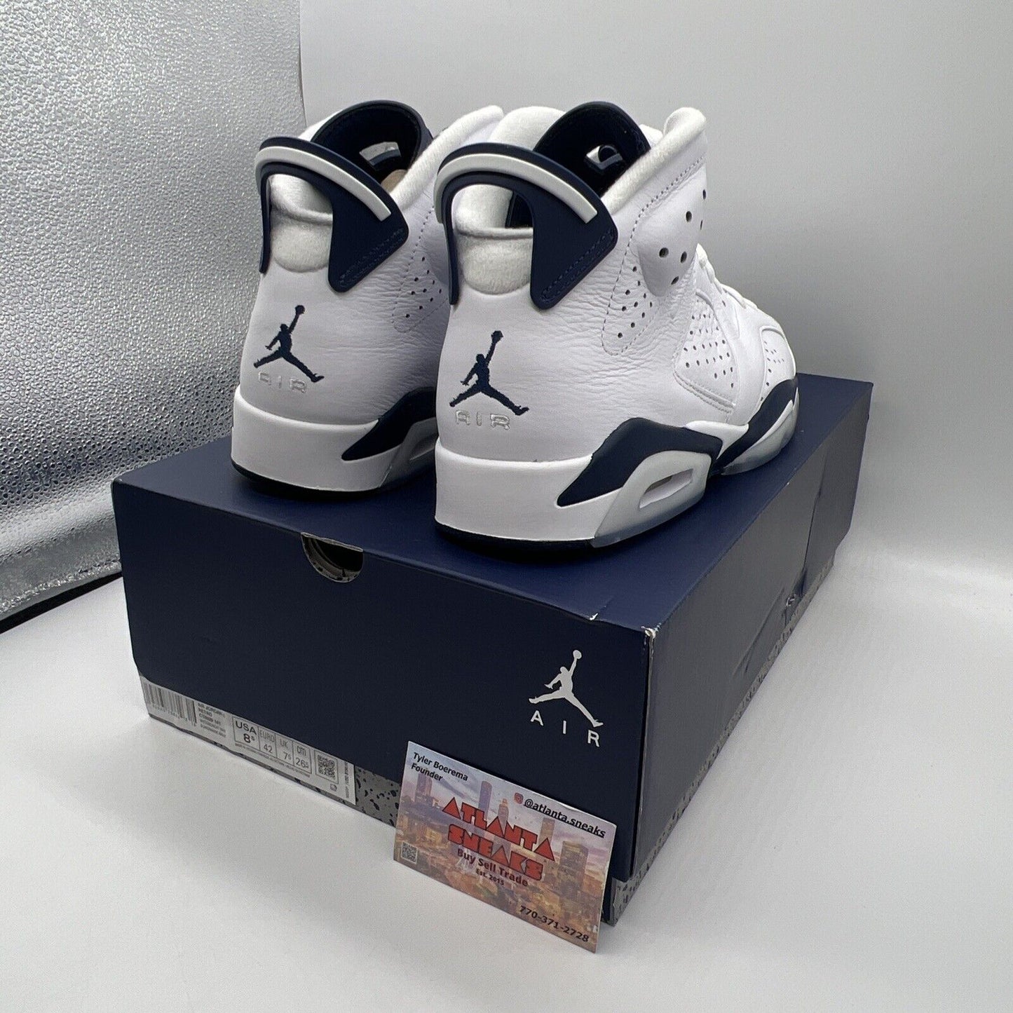 Size 8.5 - Jordan 6 Retro Midnight Navy Brand New Og All White Icey Leather DS