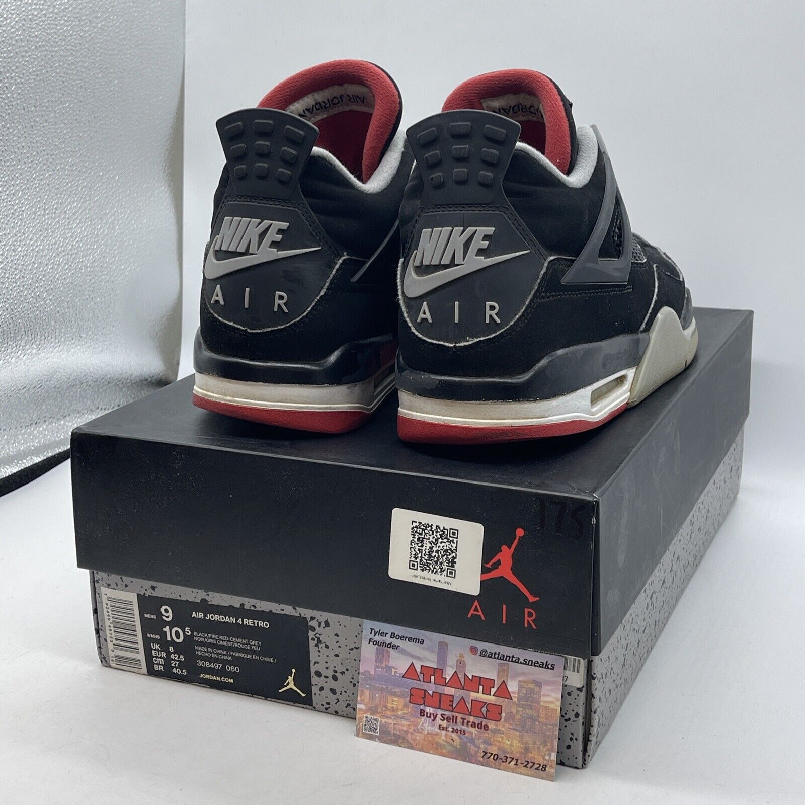 Size 9 - Jordan 4 Retro OG Mid Bred 2019 Black Red Grey Suede Leather 308497-060