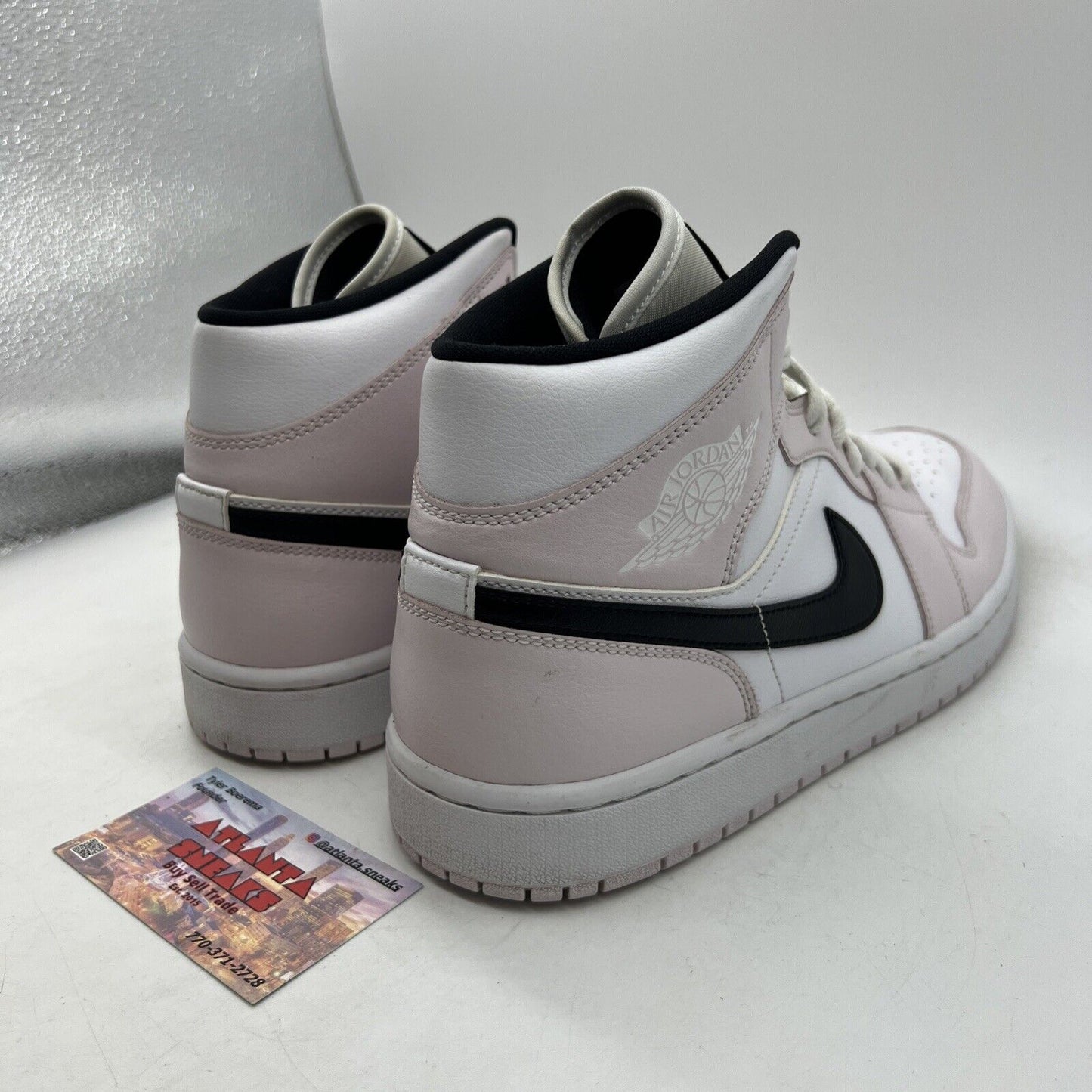 Size 11.5 - Air Jordan 1 Mid Barely Rose W White Black Leather (BQ6472-500)