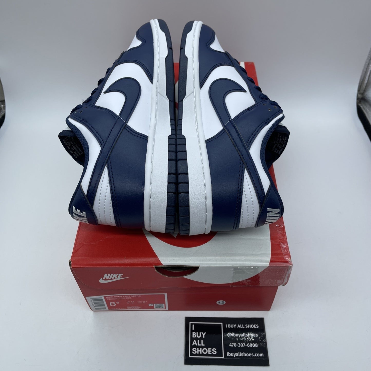 Size 8.5 - Nike Dunk 2025 Low Midnight Navy Blue White Leather (HF5441-107)