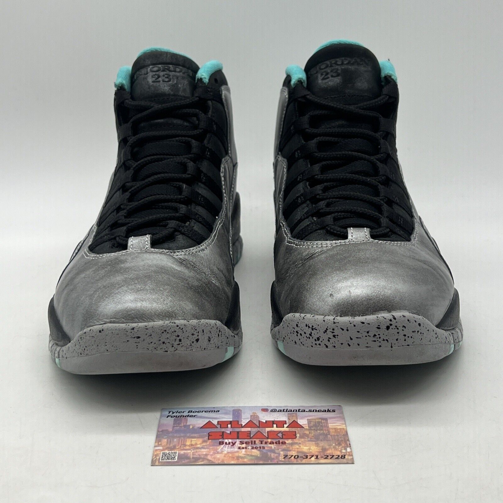 Size 10 - Air Jordan 10 Retro Lady Liberty Silver Black Aqua (705178-045)