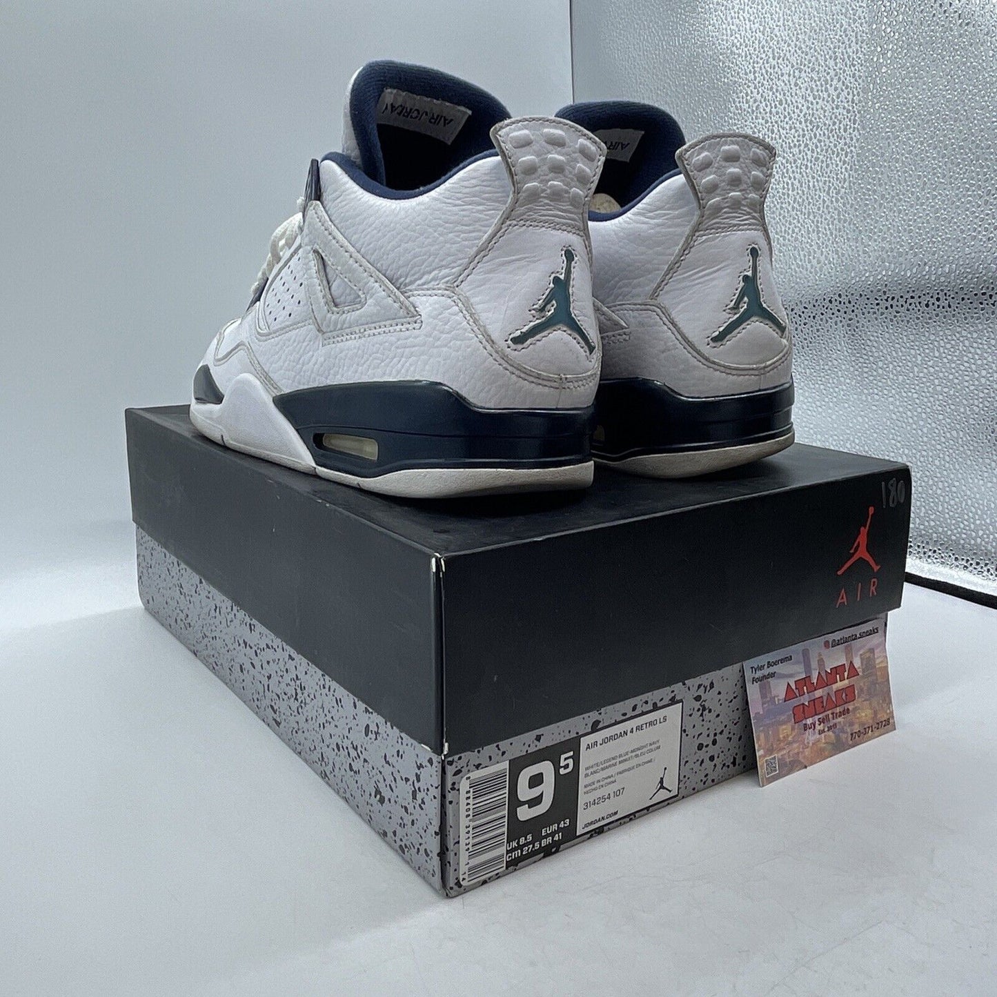 Size 9.5 - Air Jordan 4 Retro LS Columbia Navy White Leather (314254-107)