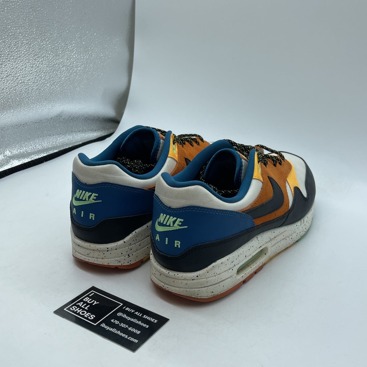 Size 11.5 - Nike Air Max 1 Multi Mix Black White Blue Suede (CZ8140-001)