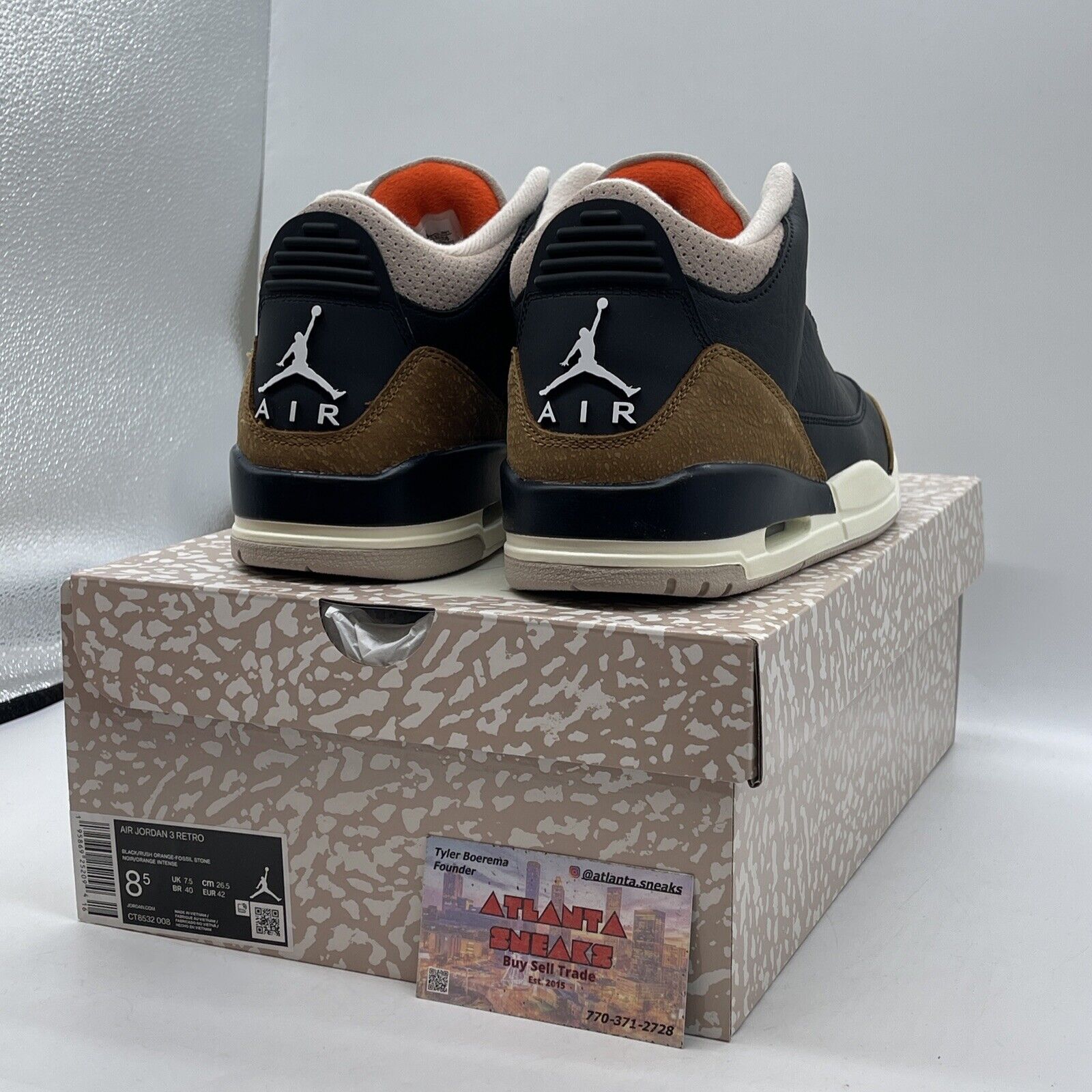 Size 8.5 - Jordan 3 Retro Mid Desert Elephant Black Leather Suede (CT8532-008)