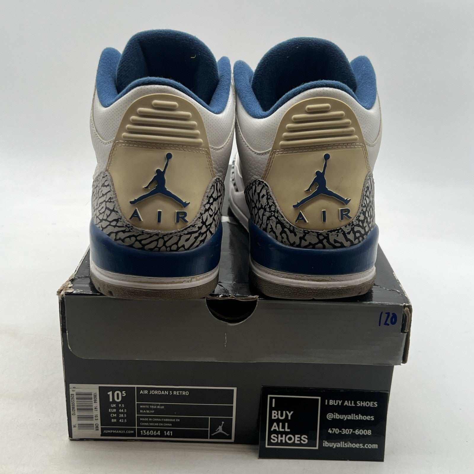 Size 10.5 - Air Jordan 3 Retro 2001 True Blue (136064-141)