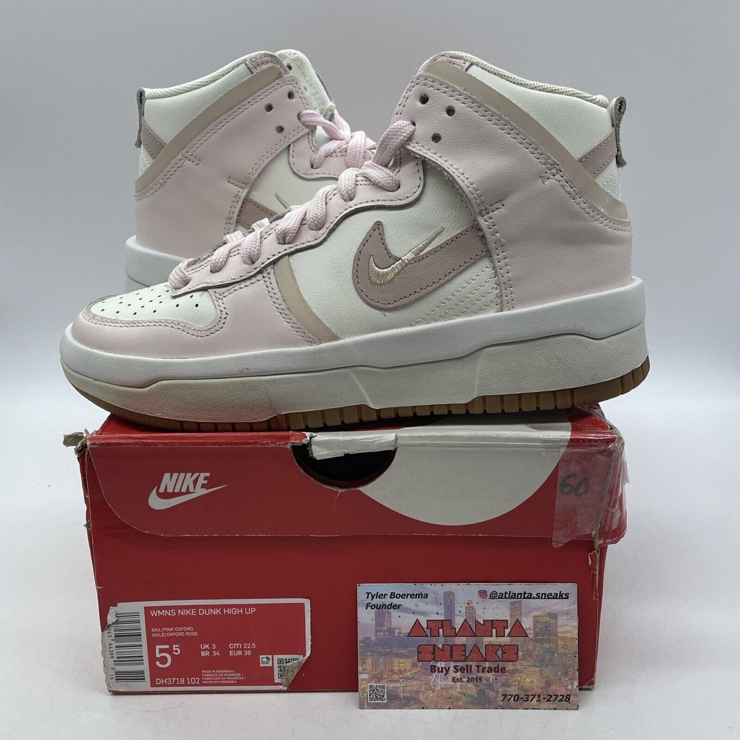 Size 5.5W - Nike Dunk Up Rebel High Pink Oxford Pink White Leather (DH3718-102)