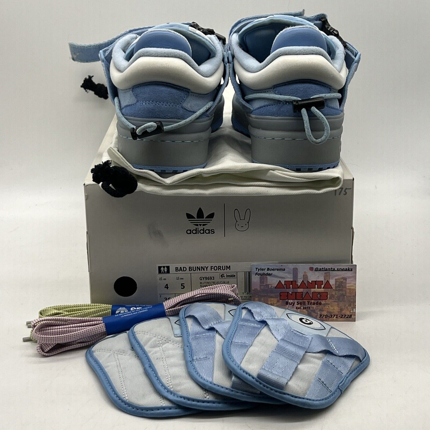 Size 4 - adidas Bad Bunny x Forum Buckle Low Blue Tint White Leather (GY9693)