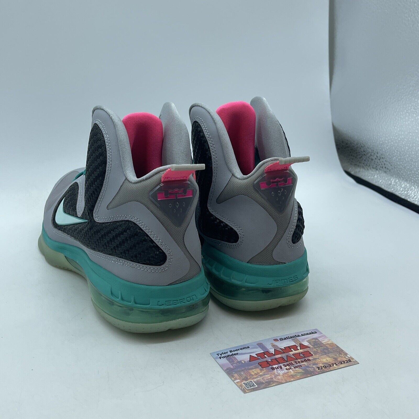 Size 7Y - Nike Lebron 9 South Beach Florida GS 2012 Leather Grey (472664-006)