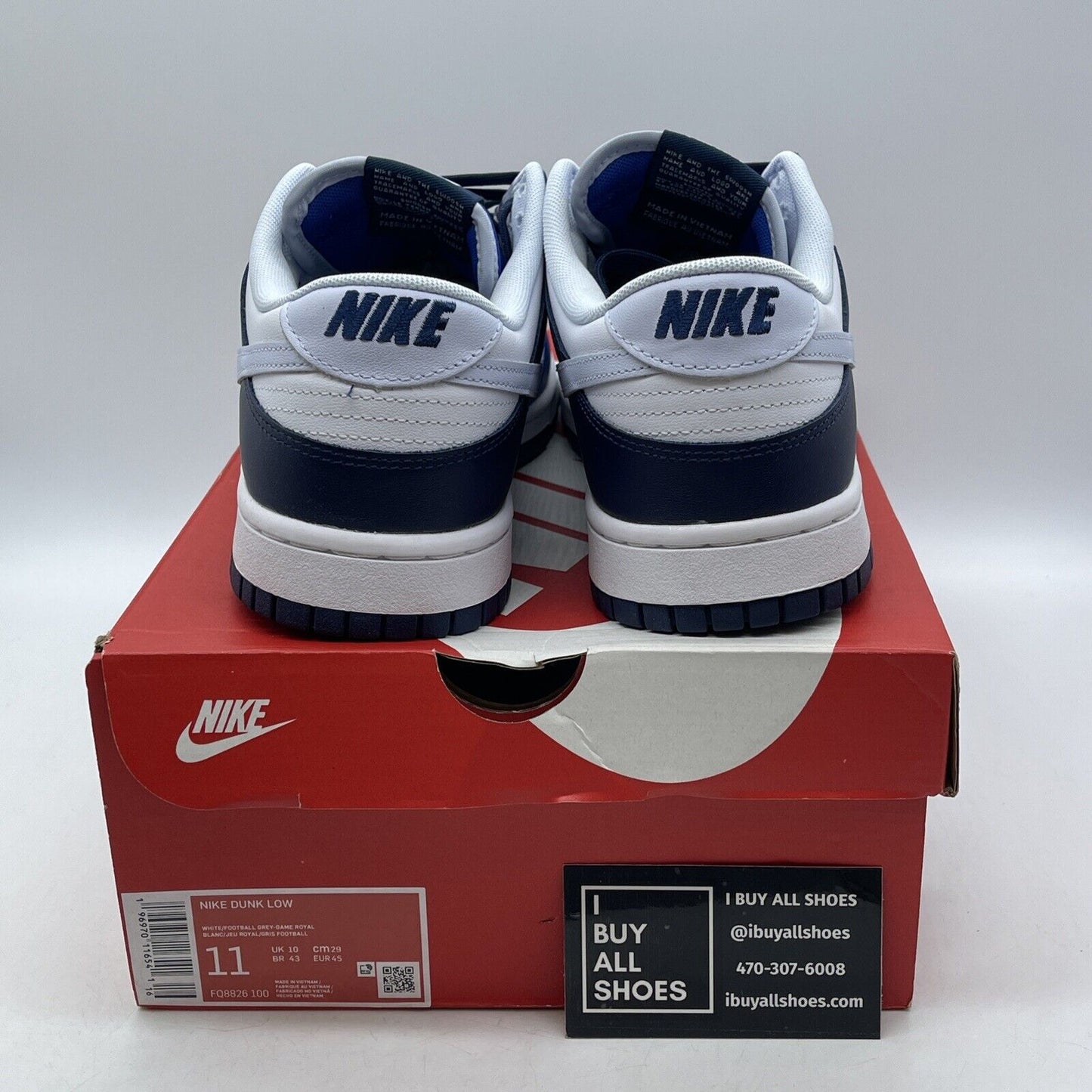 Size 11 - Nike Dunk Low Game Royal Navy Blue White Leather Suede (FQ826-100)