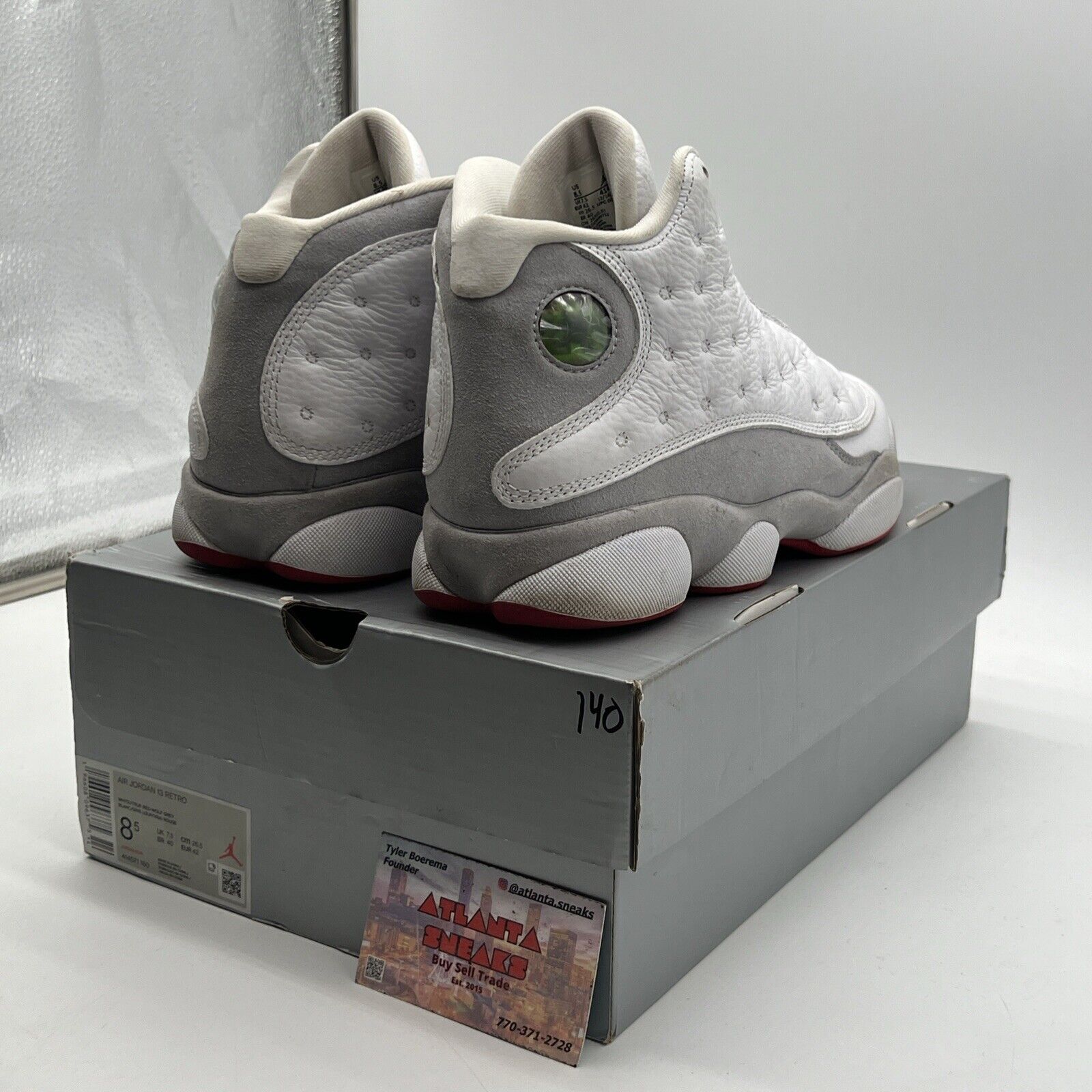 Size 8.5 - Air Jordan 13 Retro White Wolf Grey White Leather Suede (414571-160)