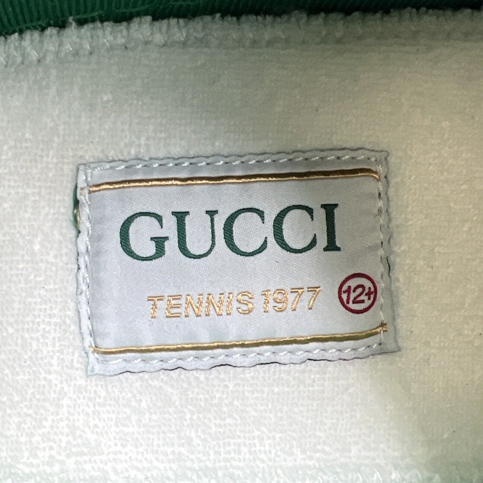 NEW AUTHENTIC GUCCI  TENNIS 1977  "DENIM GG PRINT" GUCCI 12.5  (US 13)