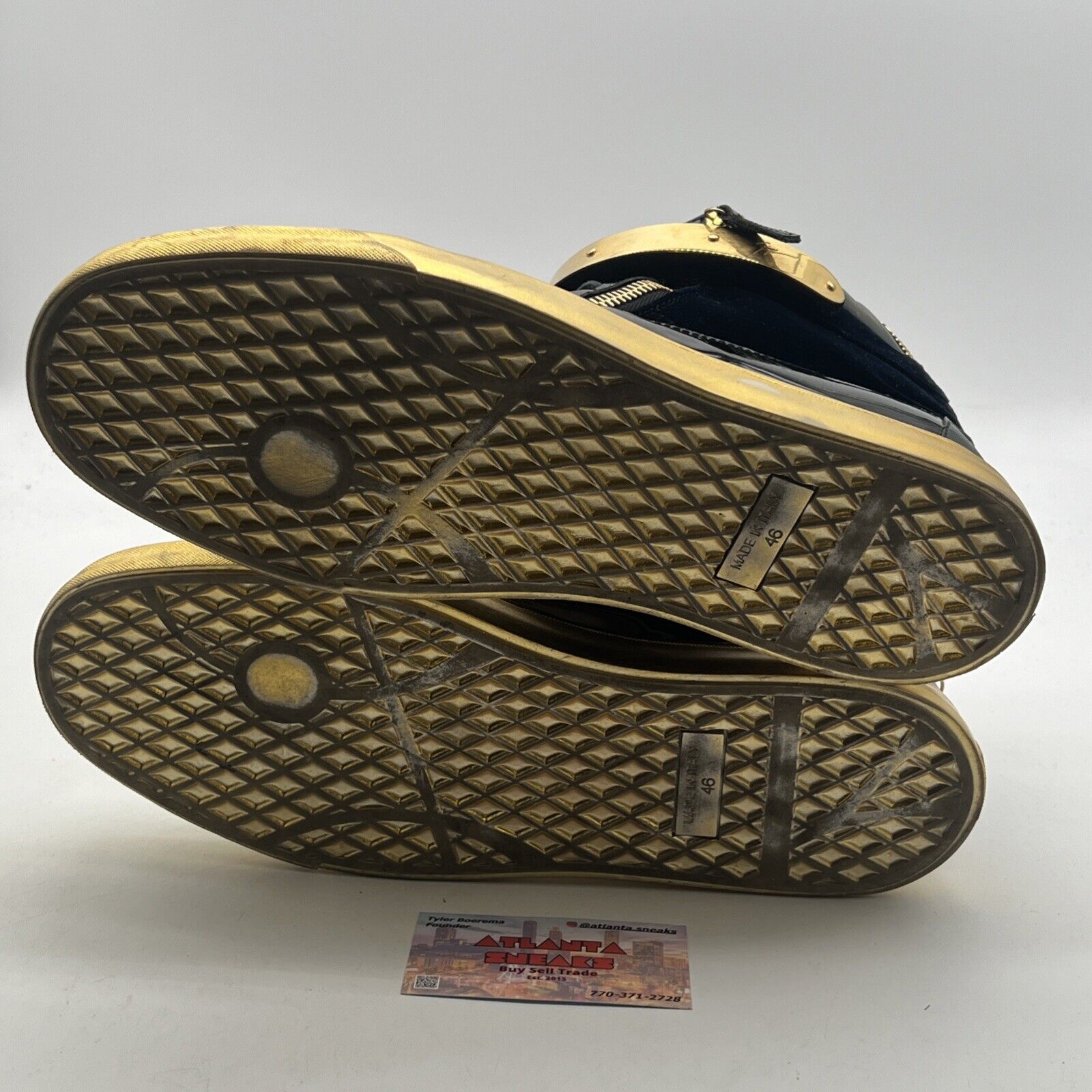 Size 12 - Giuseppe Zanotti Women’s High Top Sneakers Navy Suede W/ Gold