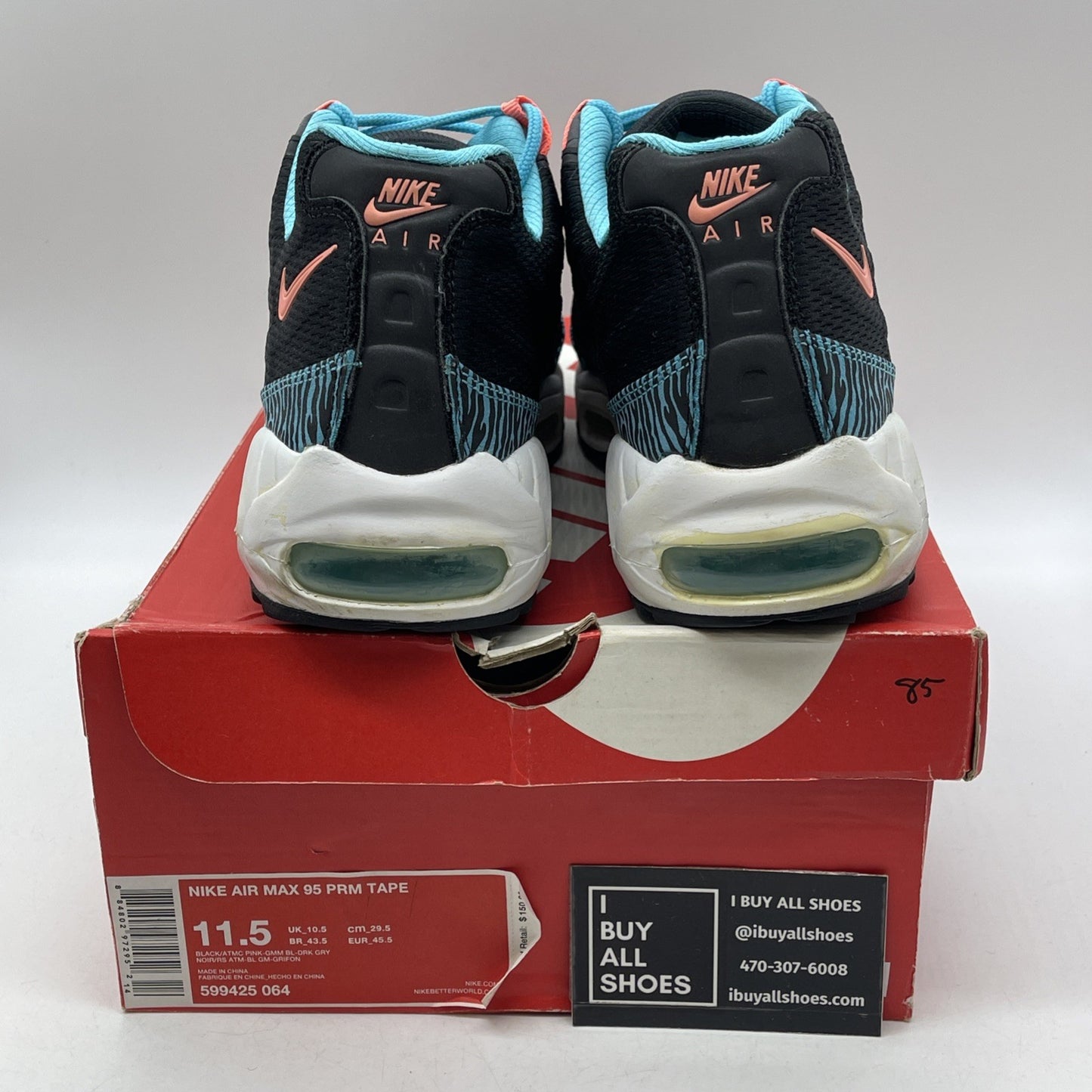 Size 11.5 - Nike Air Max 95 Premium Tape Gamma Blue Zebra (599425-064)