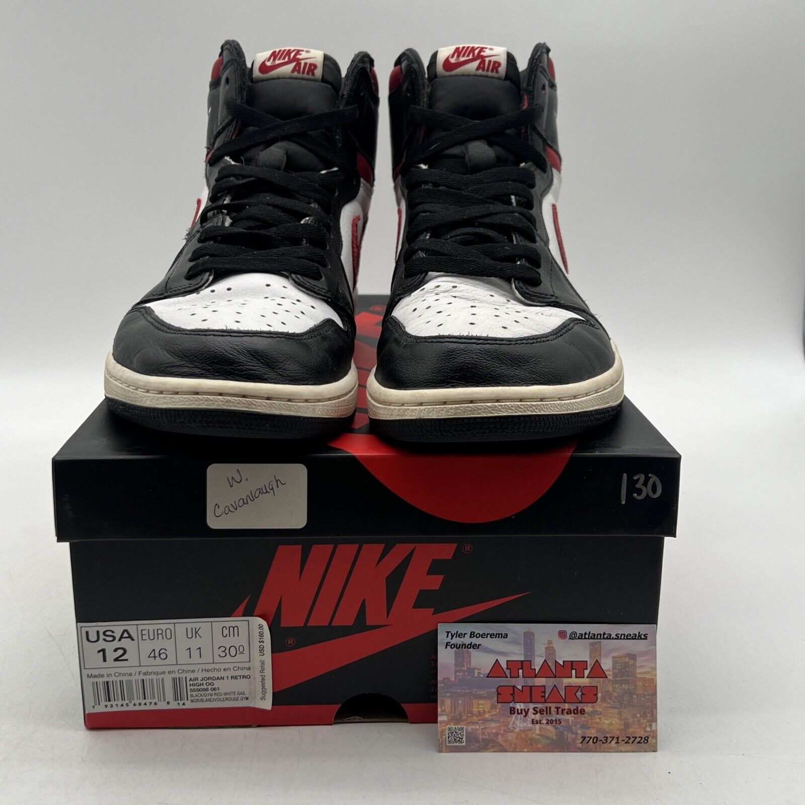 Size 12 - Jordan 1 Retro High OG Gym Red 2019 Black Red White (555088-061)
