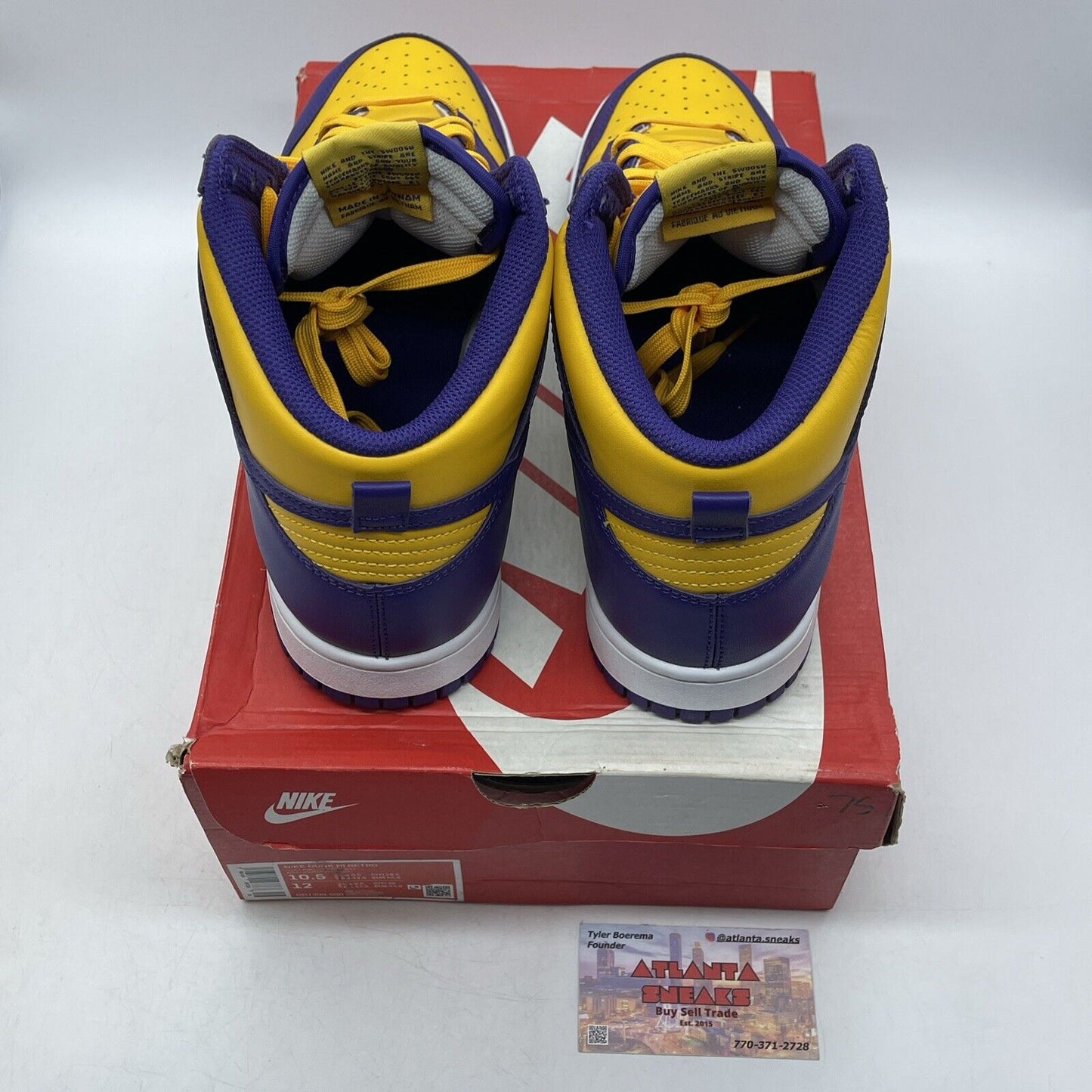 Size 10.5 - Nike Dunk High Lakers Yellow Purple Leather (DD1399-500)