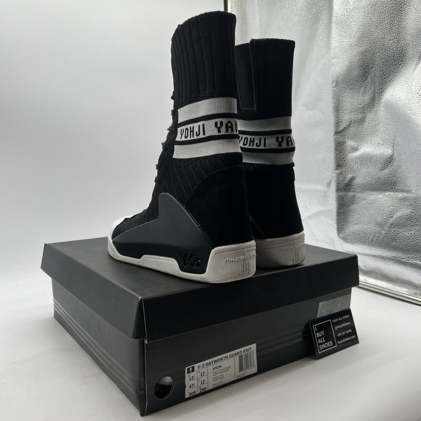 Size 12.5 - Adidas Y-3 Hayworth Guard Knit  BLK WHT (AF6296)