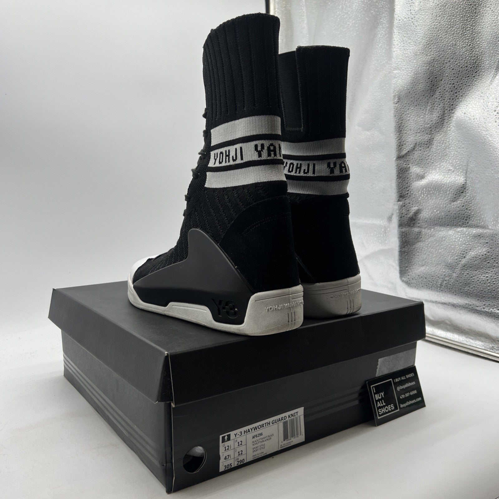 Size 12.5 - Adidas Y-3 Hayworth Guard Knit  BLK WHT (AF6296)
