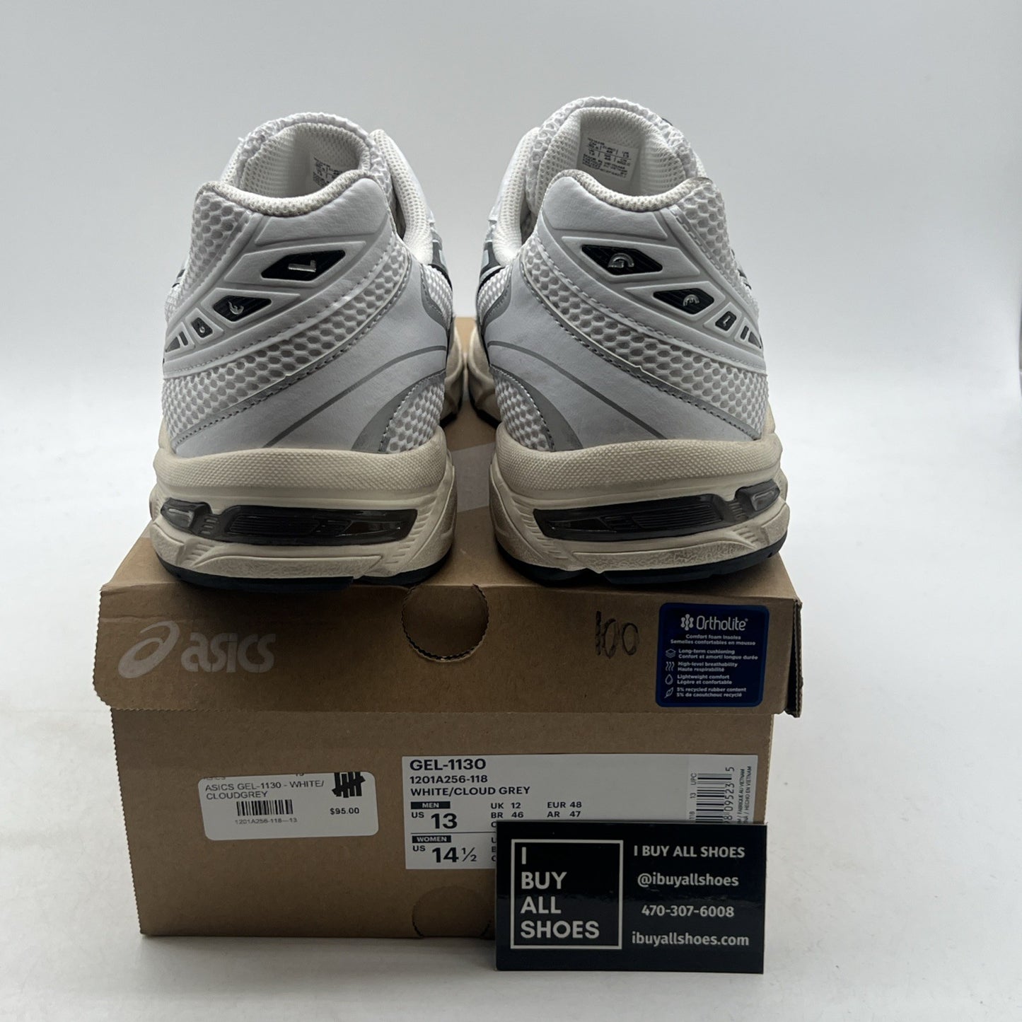 Size 13 - ASICS Gel 1130 White Cloud Grey (1201A256-118)