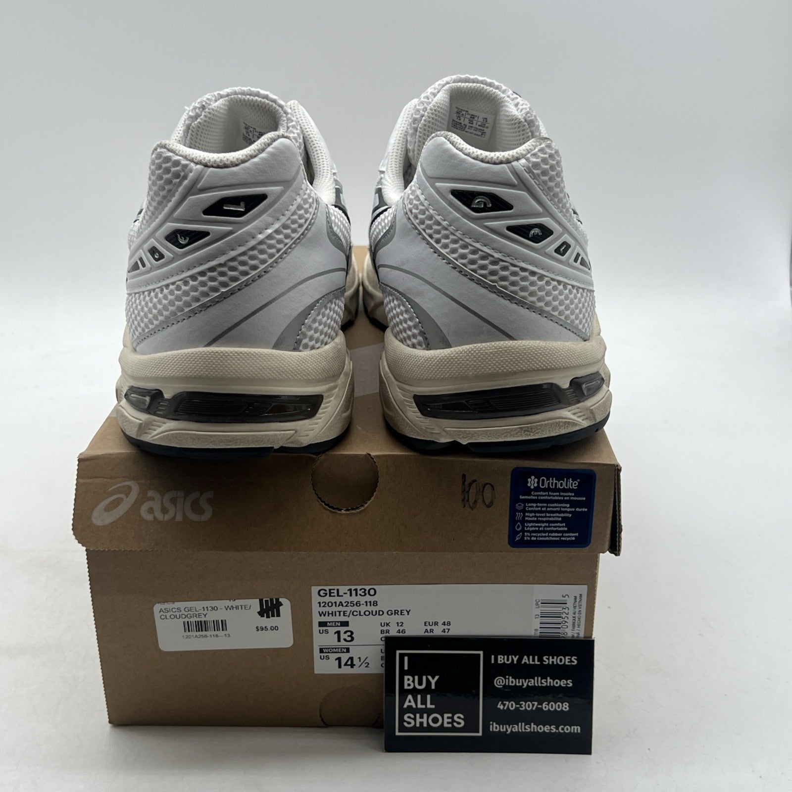 Size 13 - ASICS Gel 1130 White Cloud Grey (1201A256-118)