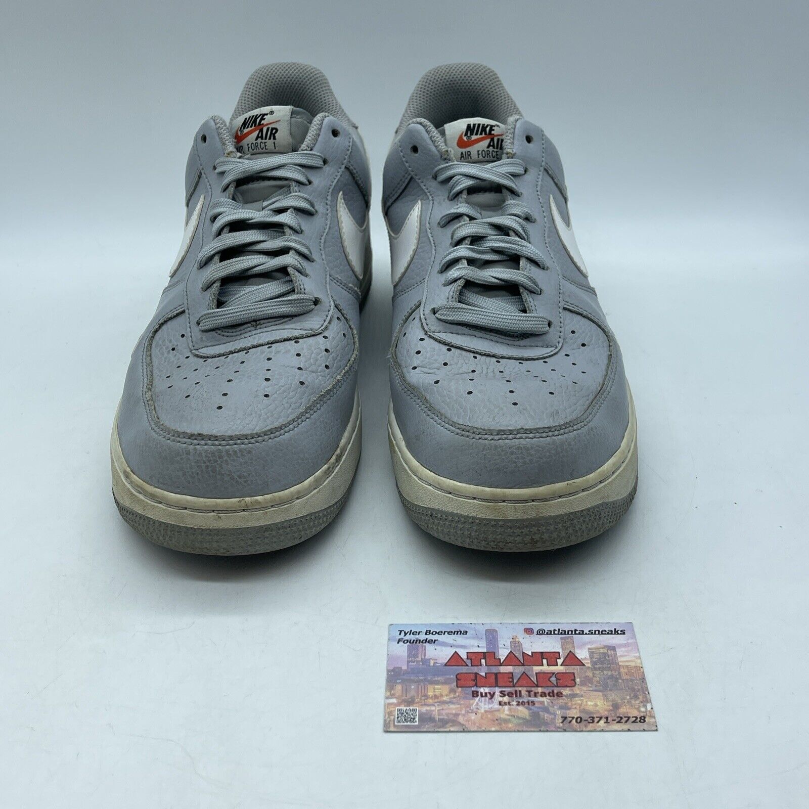 Size 12 - Air Force 1 Low Swoosh Wolf Grey White Grey Leather (820266-018)