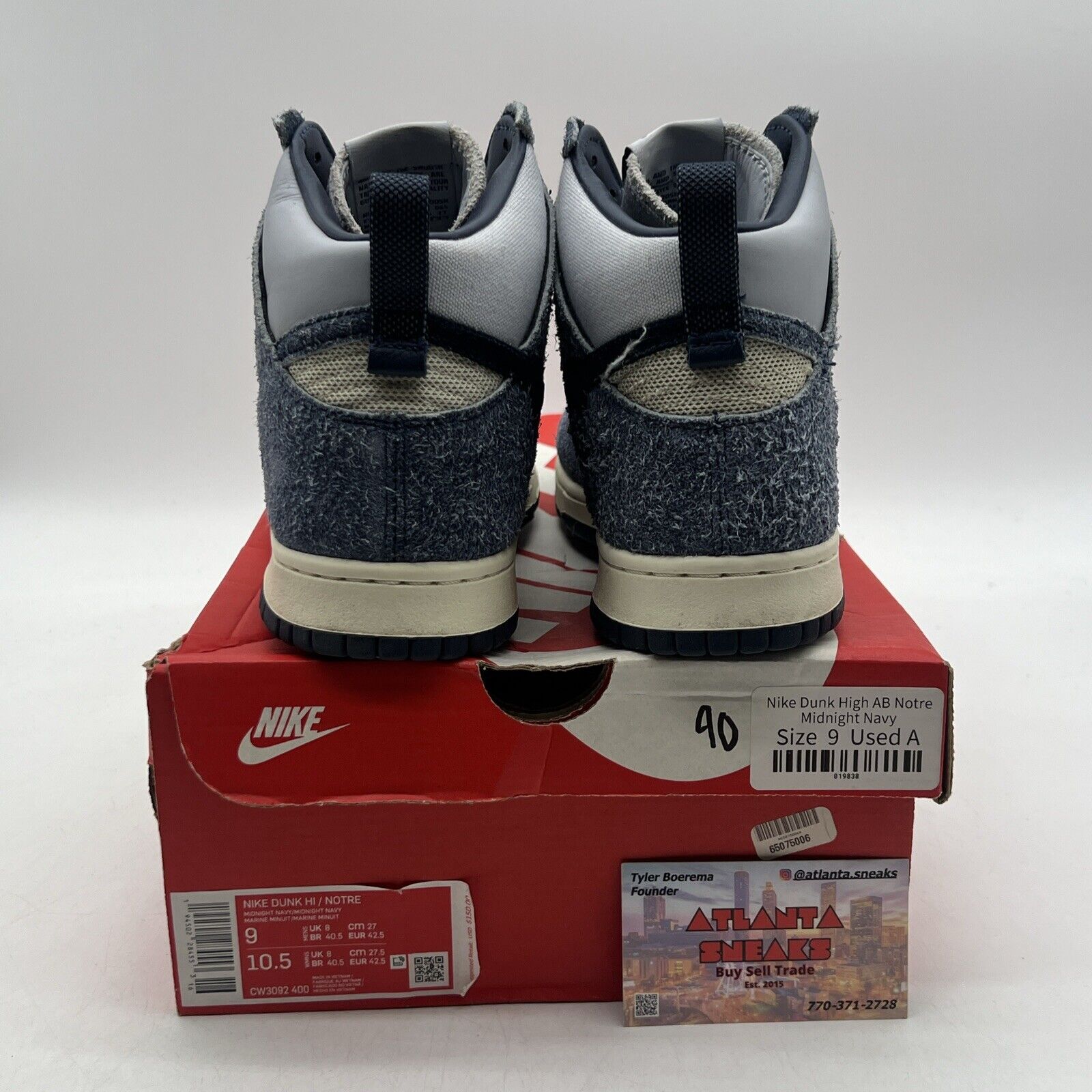 Size 9 - Nike Notre x Dunk High Midnight Navy White Suede (CW3092-400)