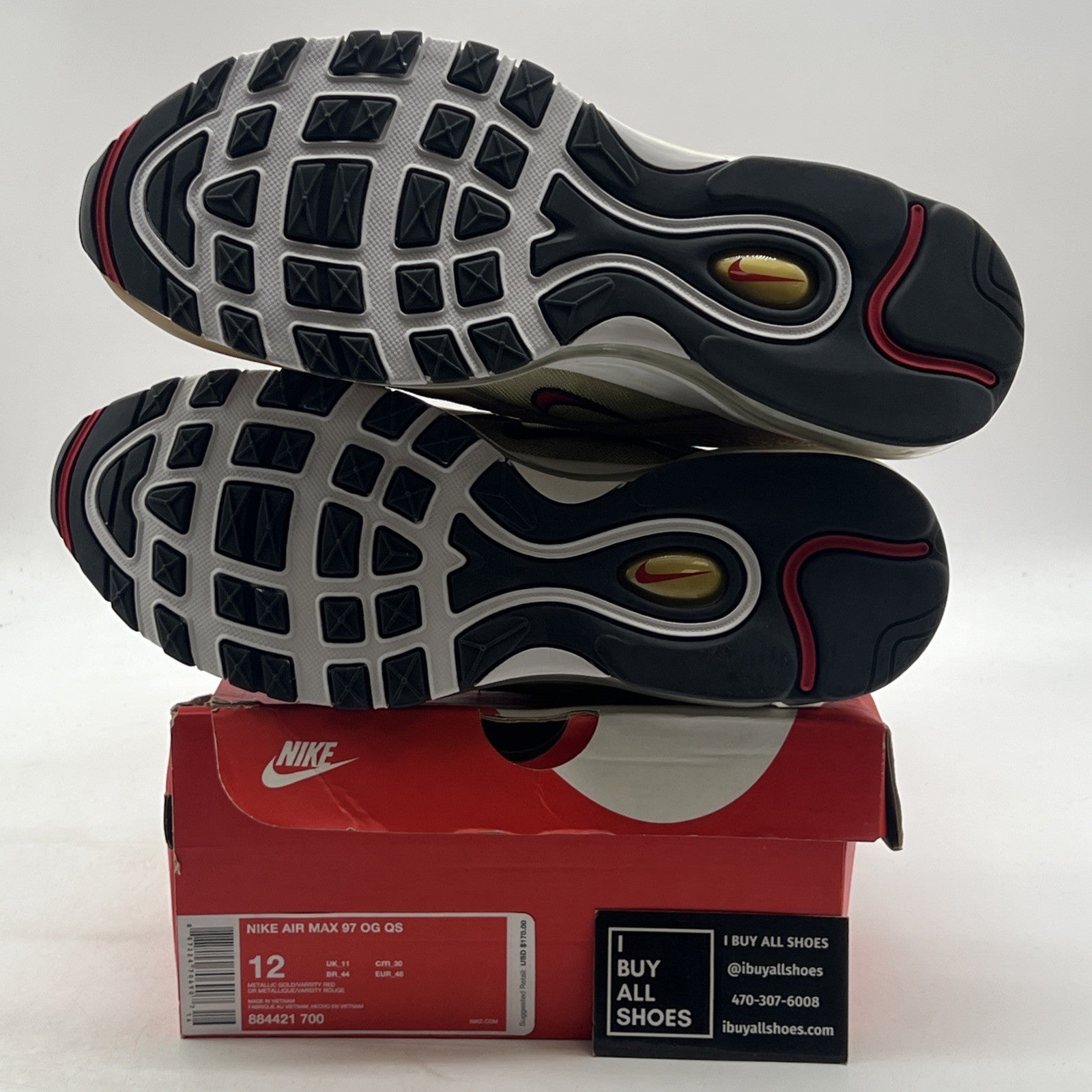Size 12 - Nike Air Max 97 OG QS Metallic Gold (884421-700)