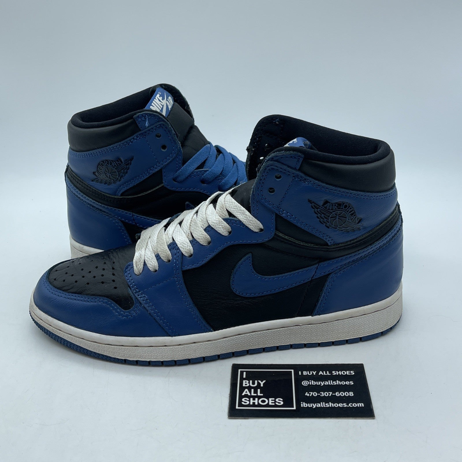 Size 8 - Jordan 1 Retro OG High Dark Marina Blue Black Leather (555088-404)