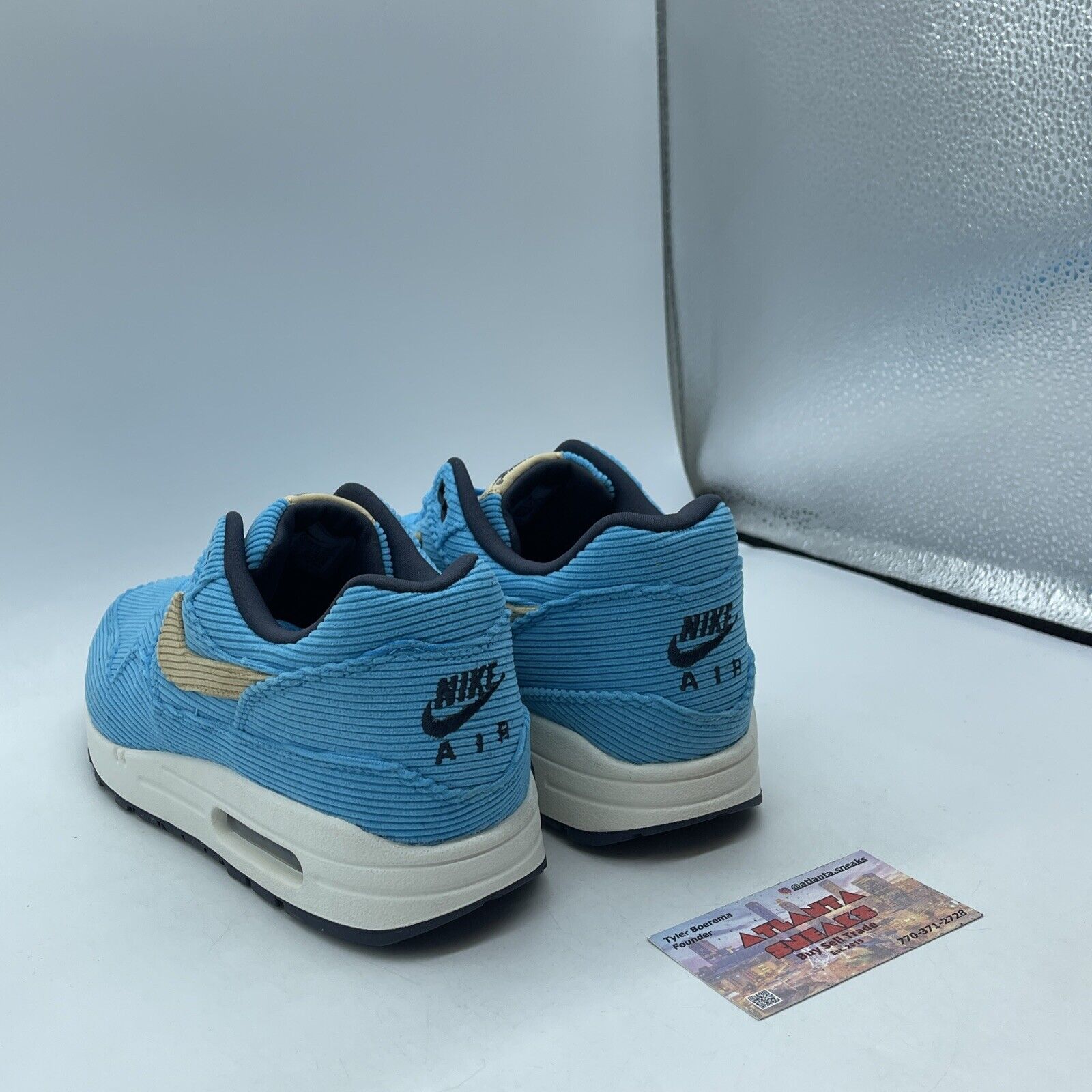 Size 9 - Nike Air Max 1 Premium Baltic Blue Corduroy Brown Suede (FB8915-400)