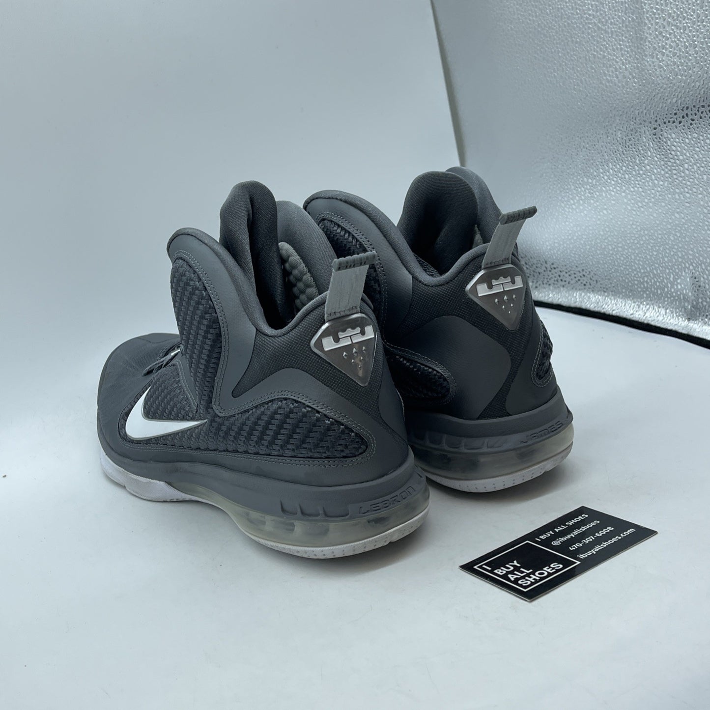 Size 13 - Nike LeBron 9 Cool Grey White Leather (46976-007)