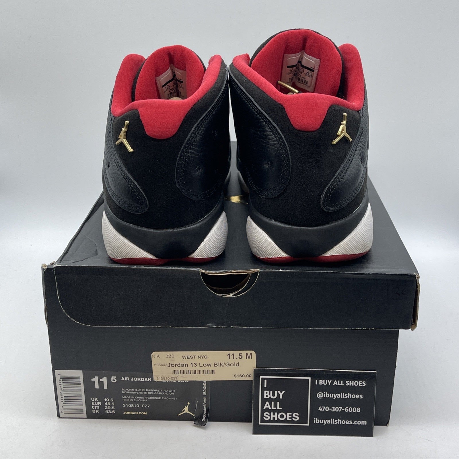 Size 11.5 - Air Jordan 13 Retro Low Bred Red Suede Leather (310810-027)